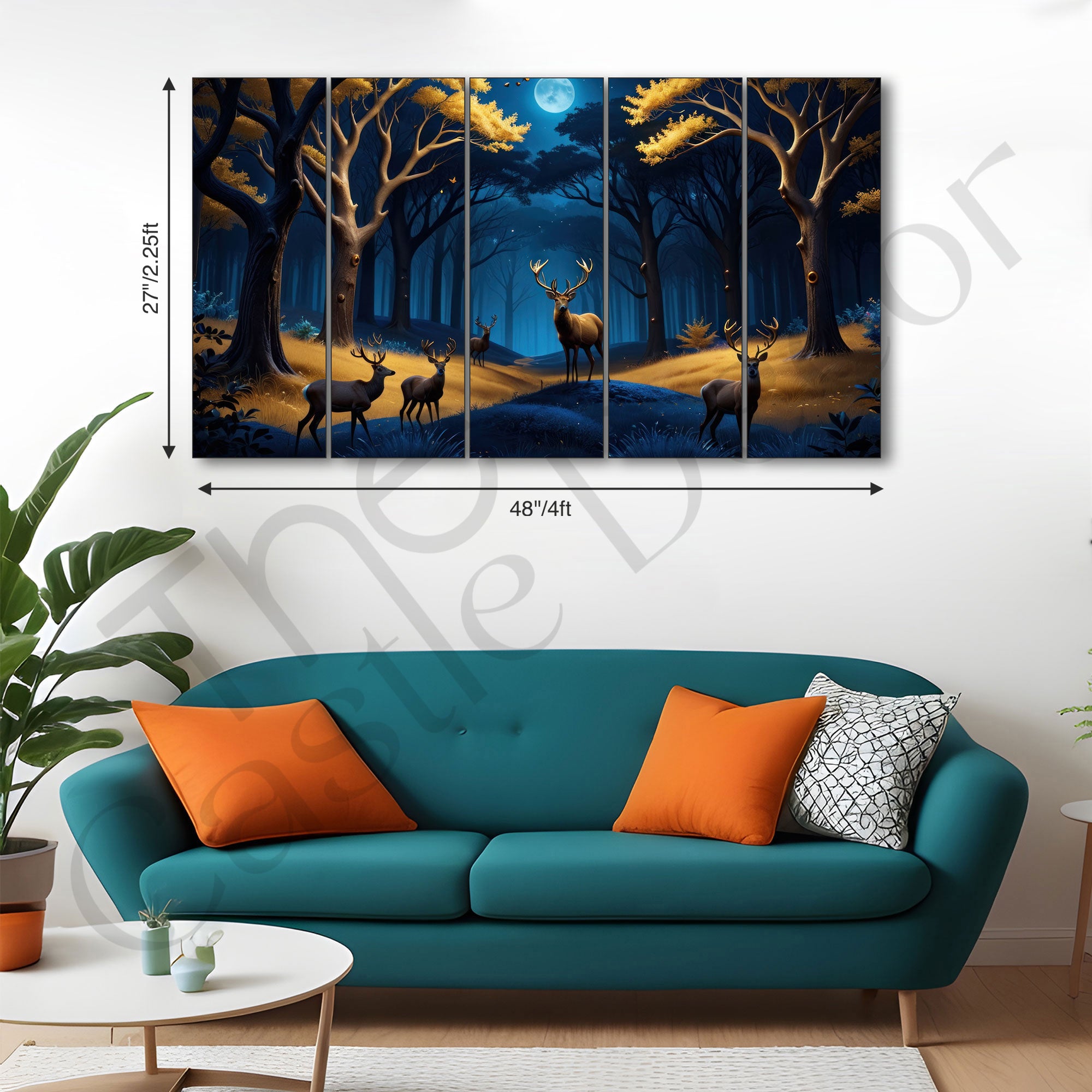 Vaastu Golden Deer Painting with frame Big Size Wall Art for living room,Bedroom,Drawing room,Hotels