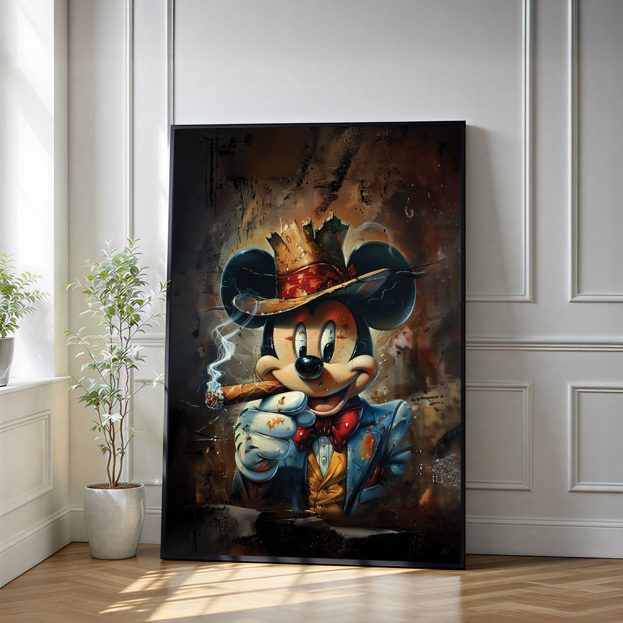 The Castle Decor Mafia Cartoon Style Wall Art – Luxury Gangster Abstract Artwork, Premium Sparkle Finish Wall Décor, 20×30 Inch for Man Cave & Office