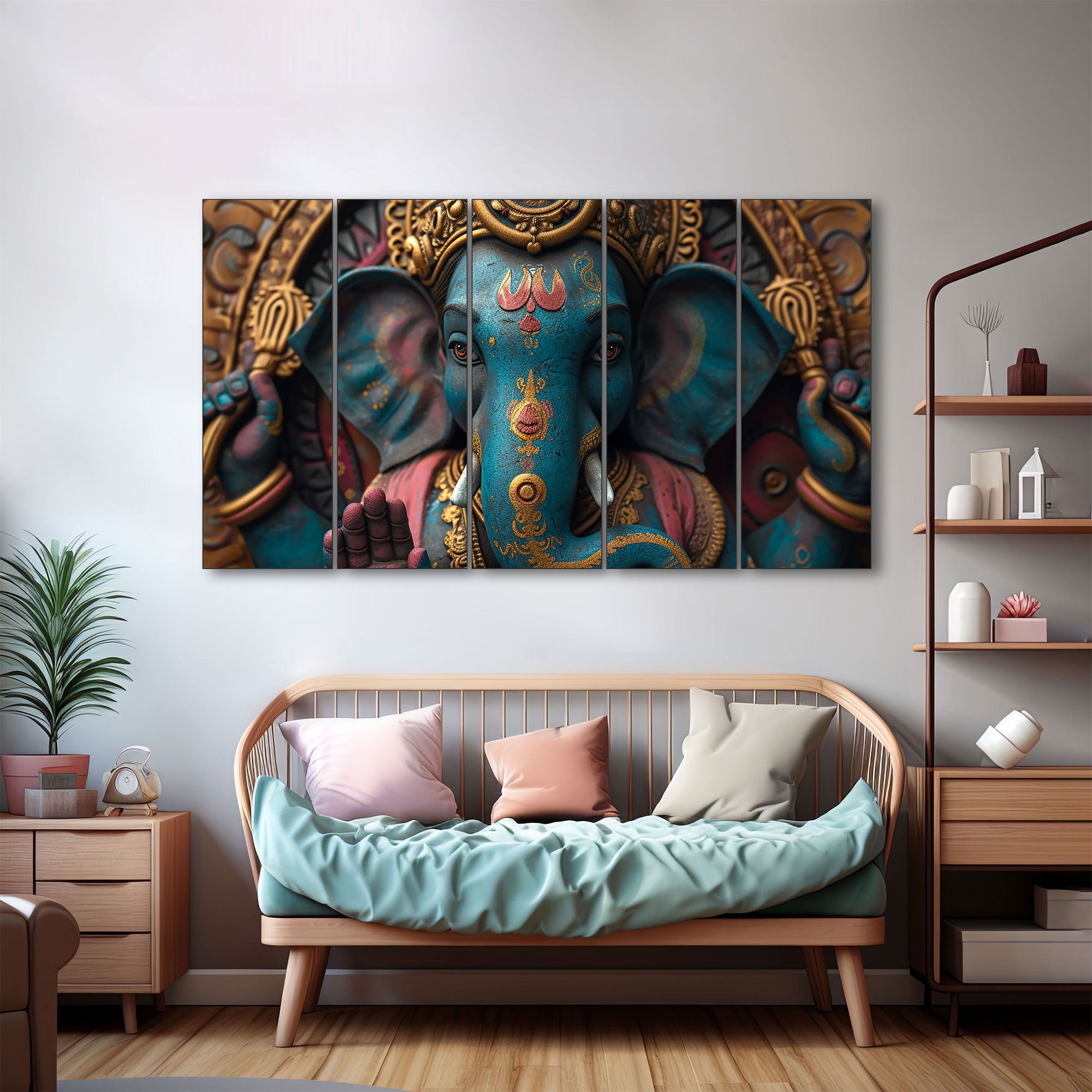 Lord Ganesha Painting with frame Big Size Wall Art for living room,Bedroom,Drawing room,Hotels