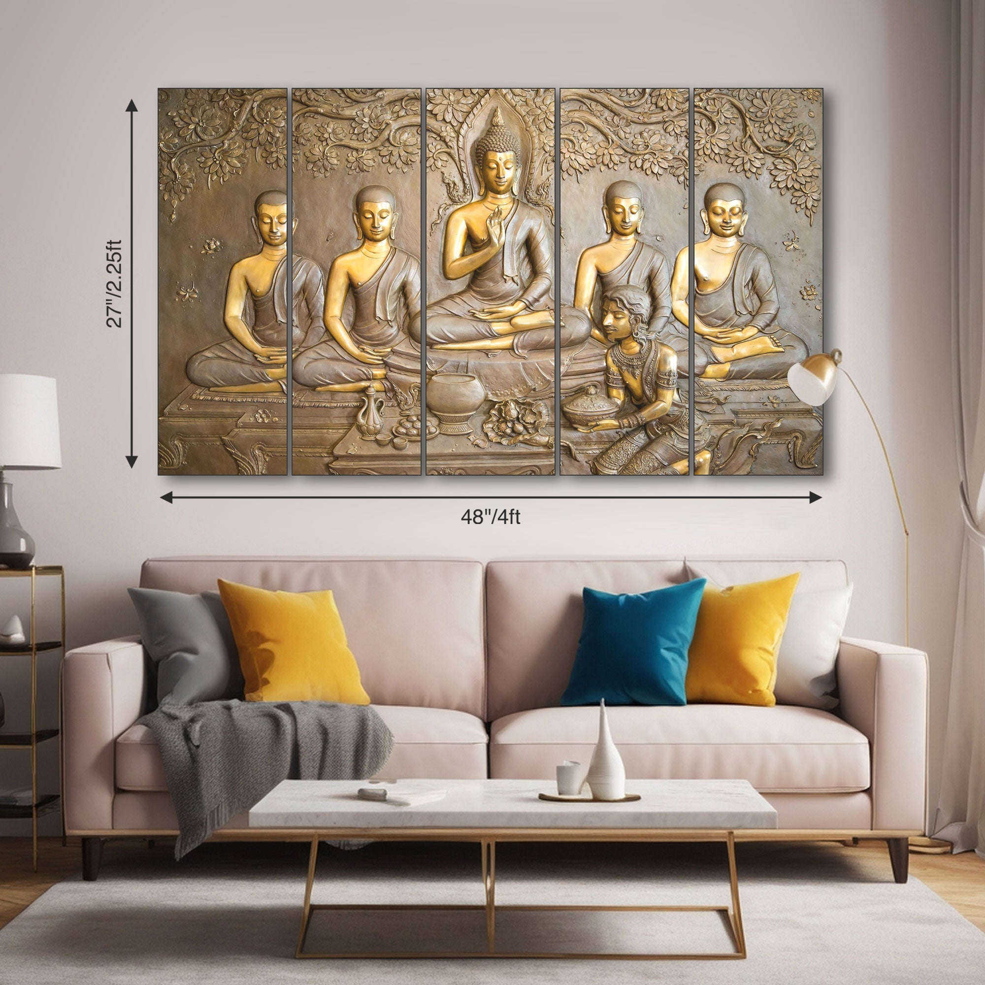 Lord Budha Painting with frame Big Size Wall Art for living room,Bedroom,Drawing room,Hotels