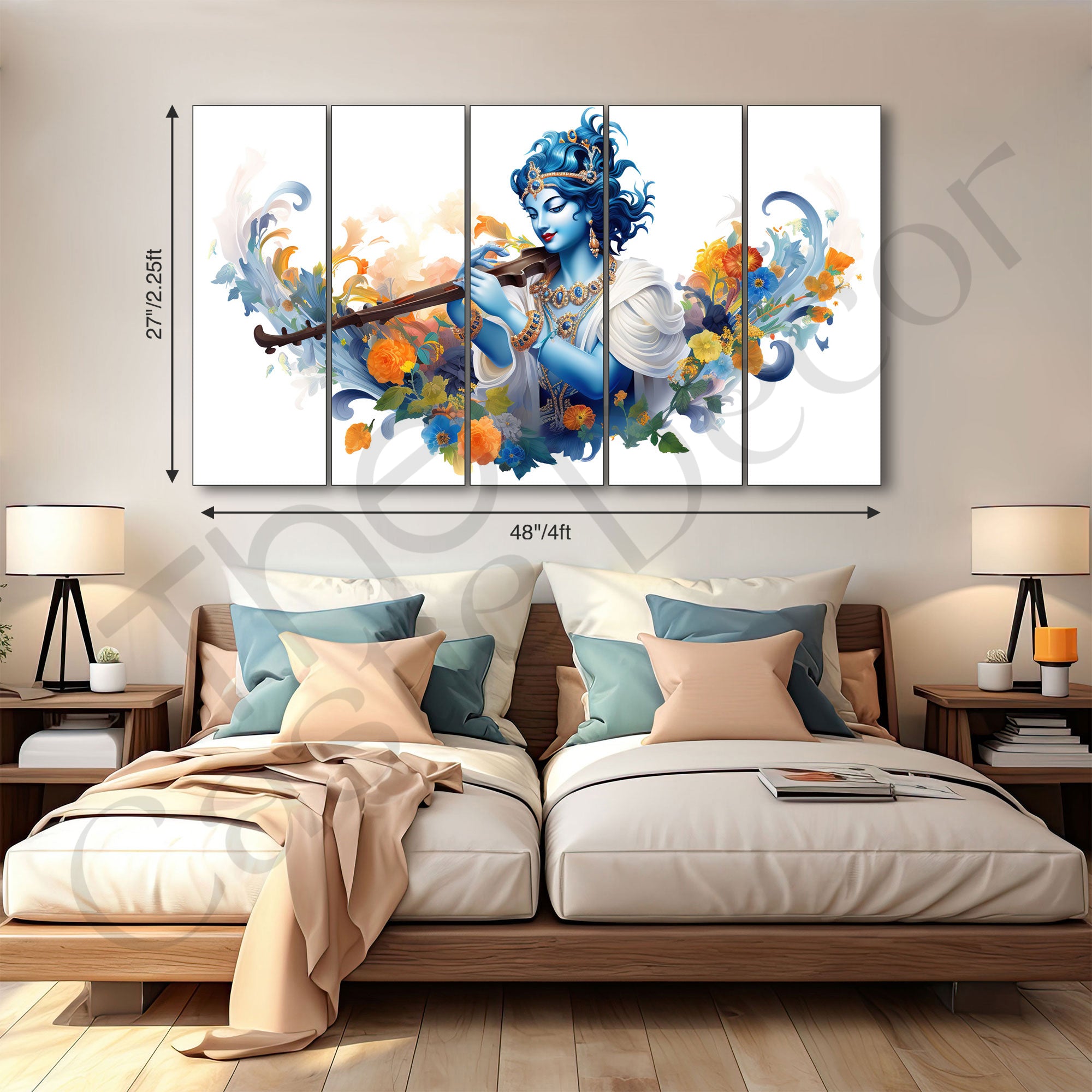 Krishna Ji Painting with frame Big Size Wall Art for living room,Bedroom,Drawing room,Hotels