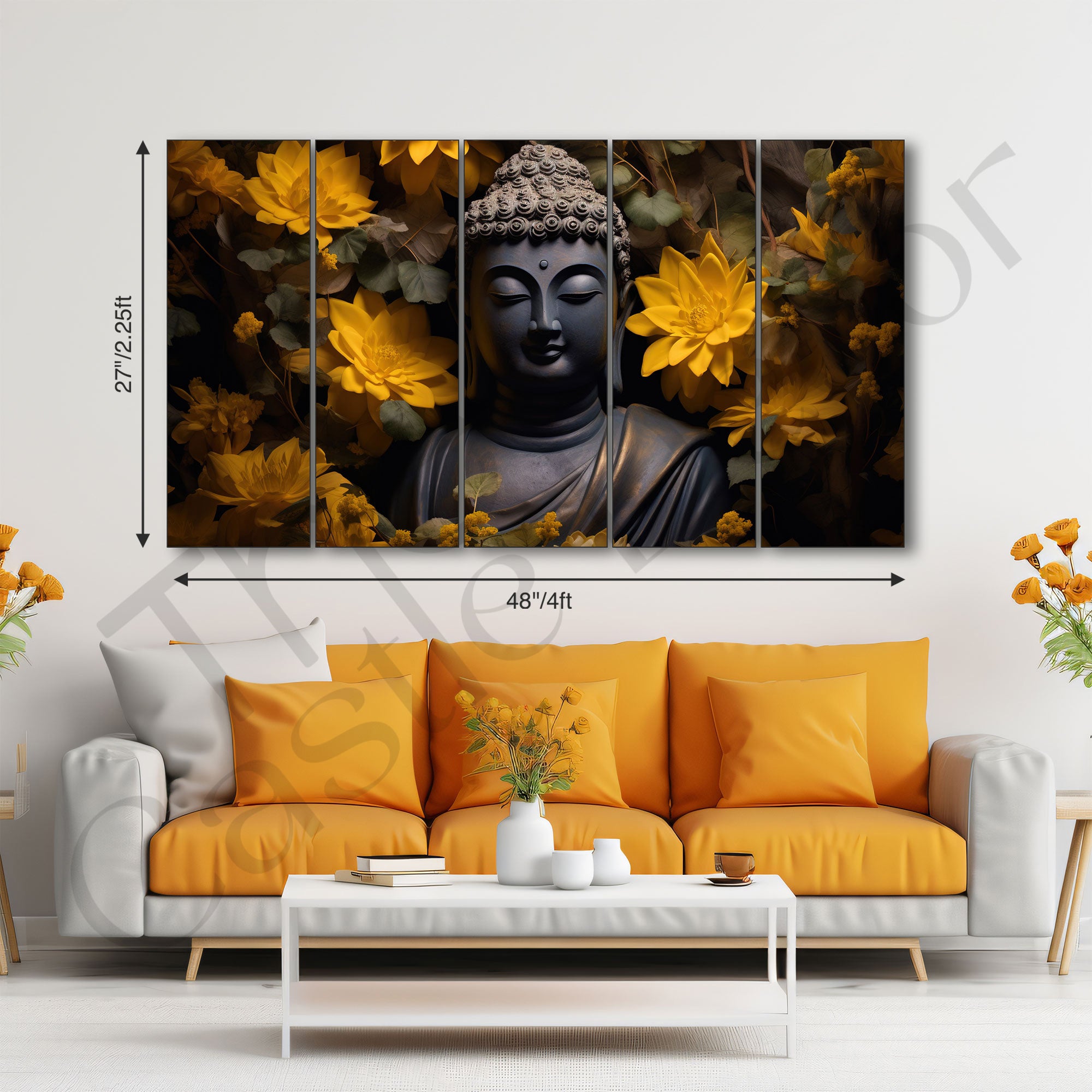 Lord Budha Painting with frame Big Size Wall Art for living room,Bedroom,Drawing room,Hotels