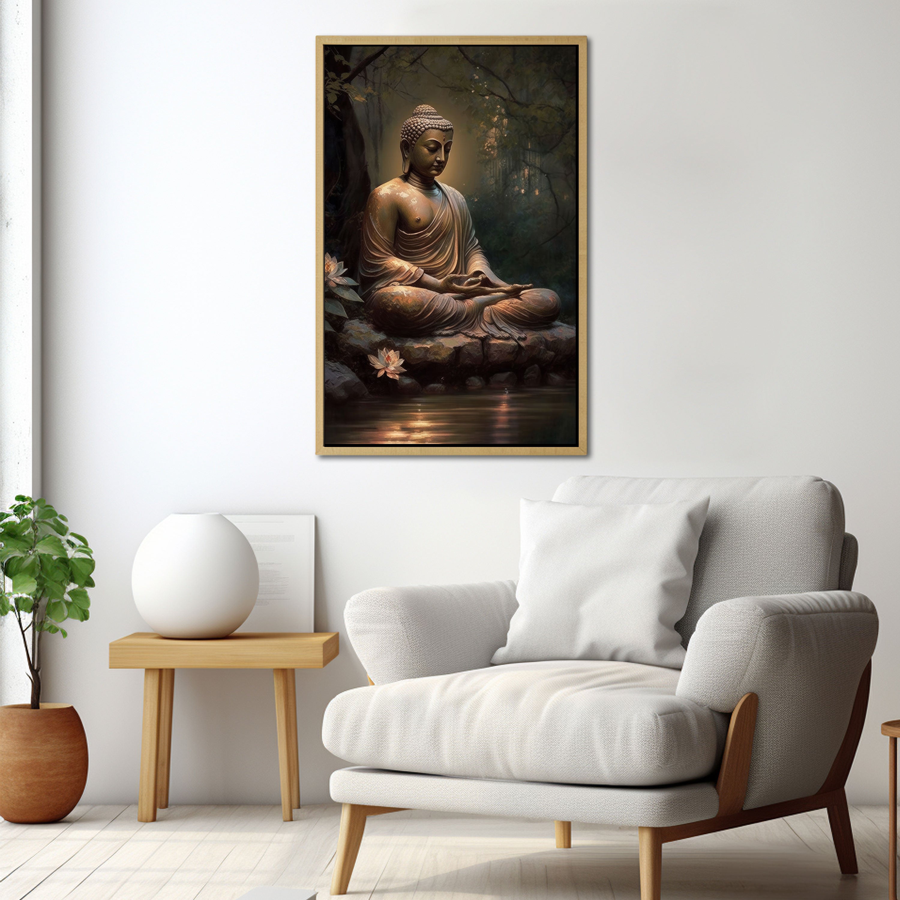 Buddha meditation Canvas painting with frame Big Size Wall Art for living room,Bedroom,Drawing room,Hotels