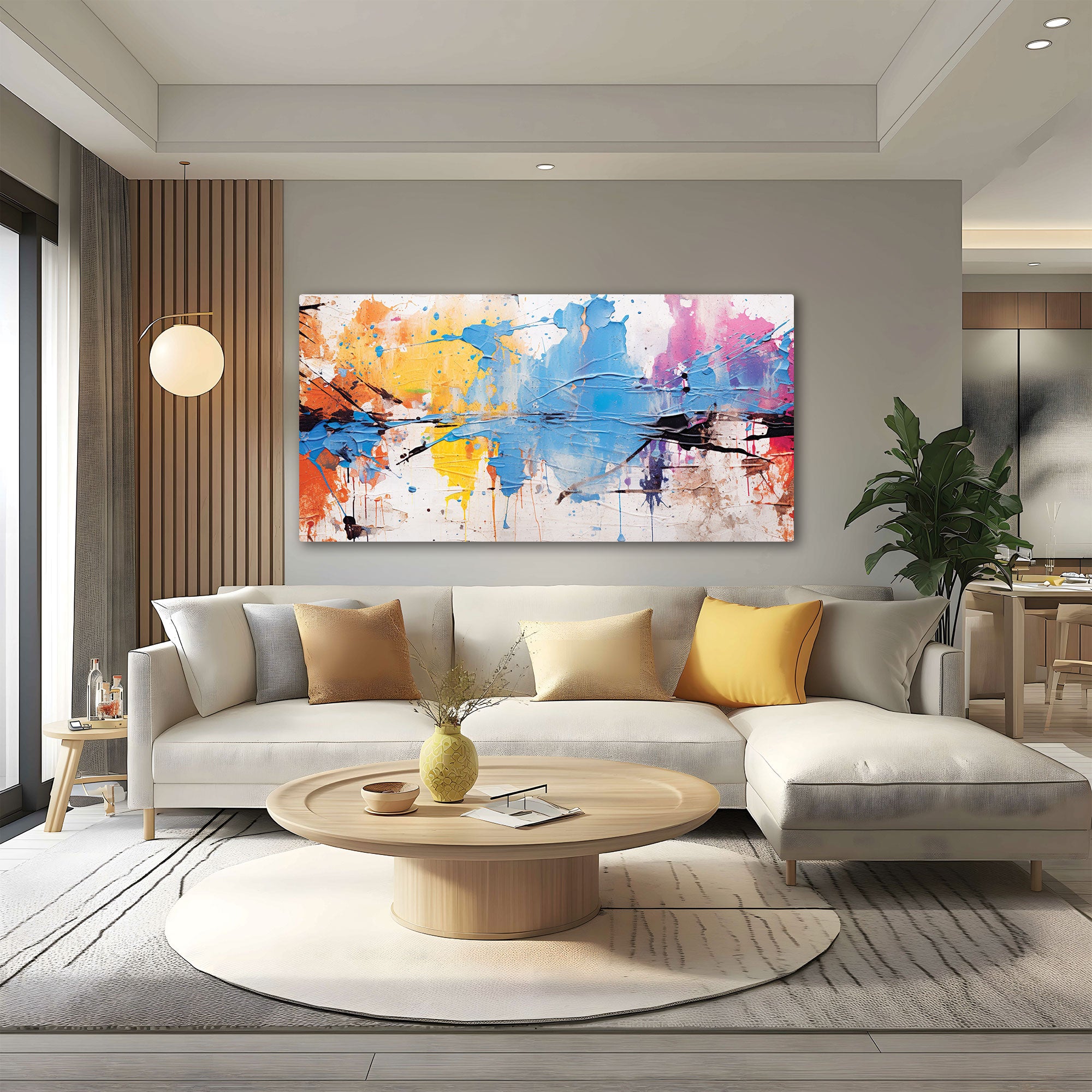 ColoursAbstract Canvas painting with frame Big Size Wall Art for living room,Bedroom,Drawing room,Hotels