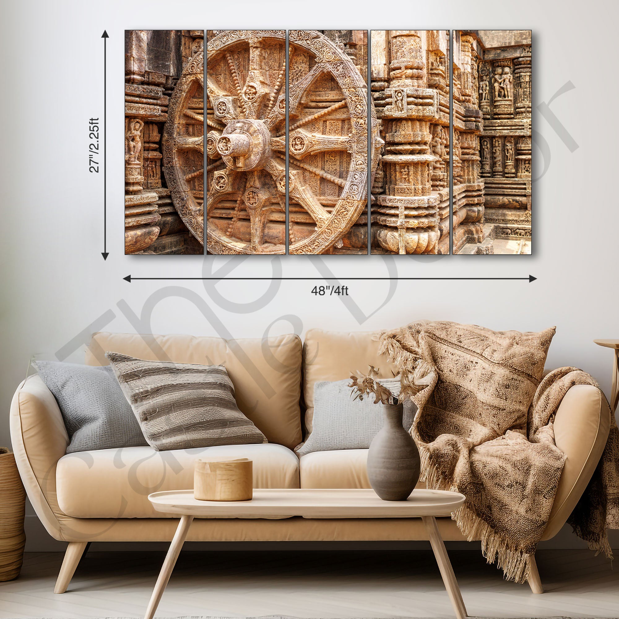 Wheel of Konark Painting with frame Big Size Wall Art for living room,Bedroom,Drawing room,Hotels