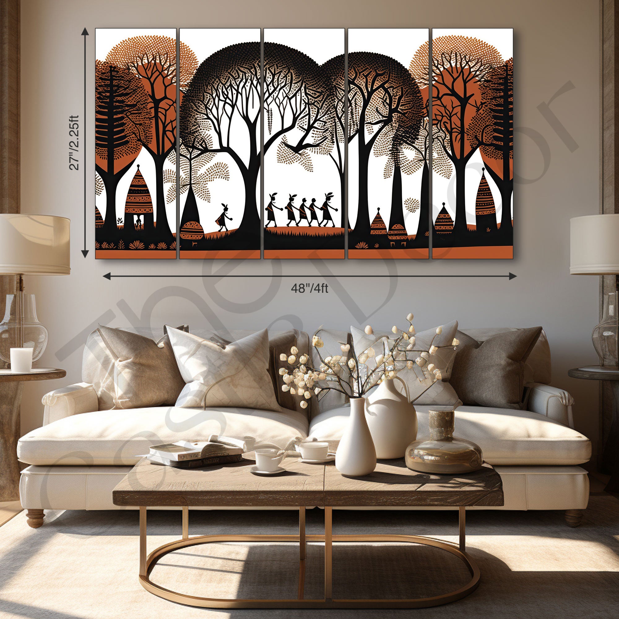 Warli Art Painting with frame Big Size Wall Art for living room,Bedroom,Drawing room,Hotels