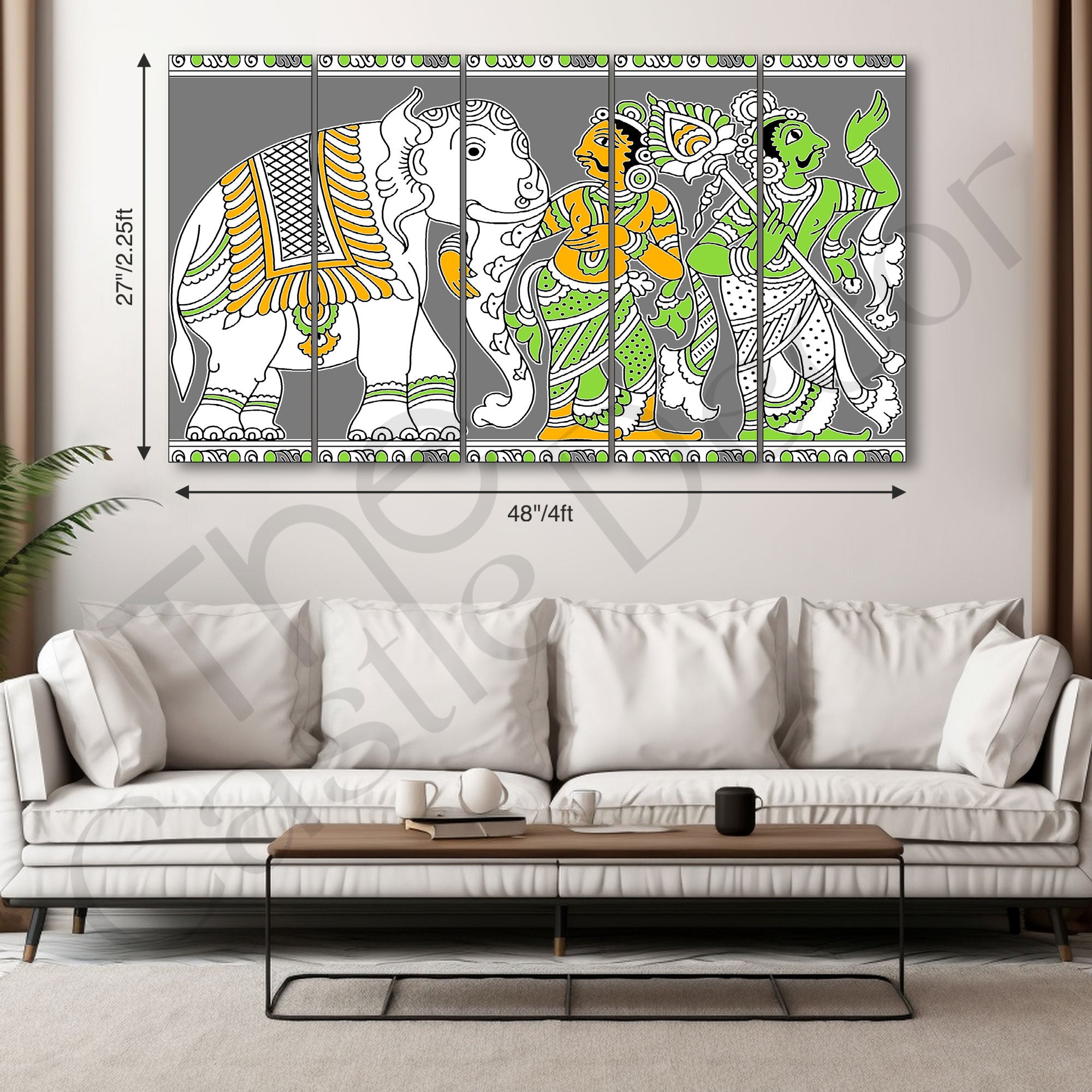 Madhubani Art Painting with frame Big Size Wall Art for living room,Bedroom,Drawing room,Hotels