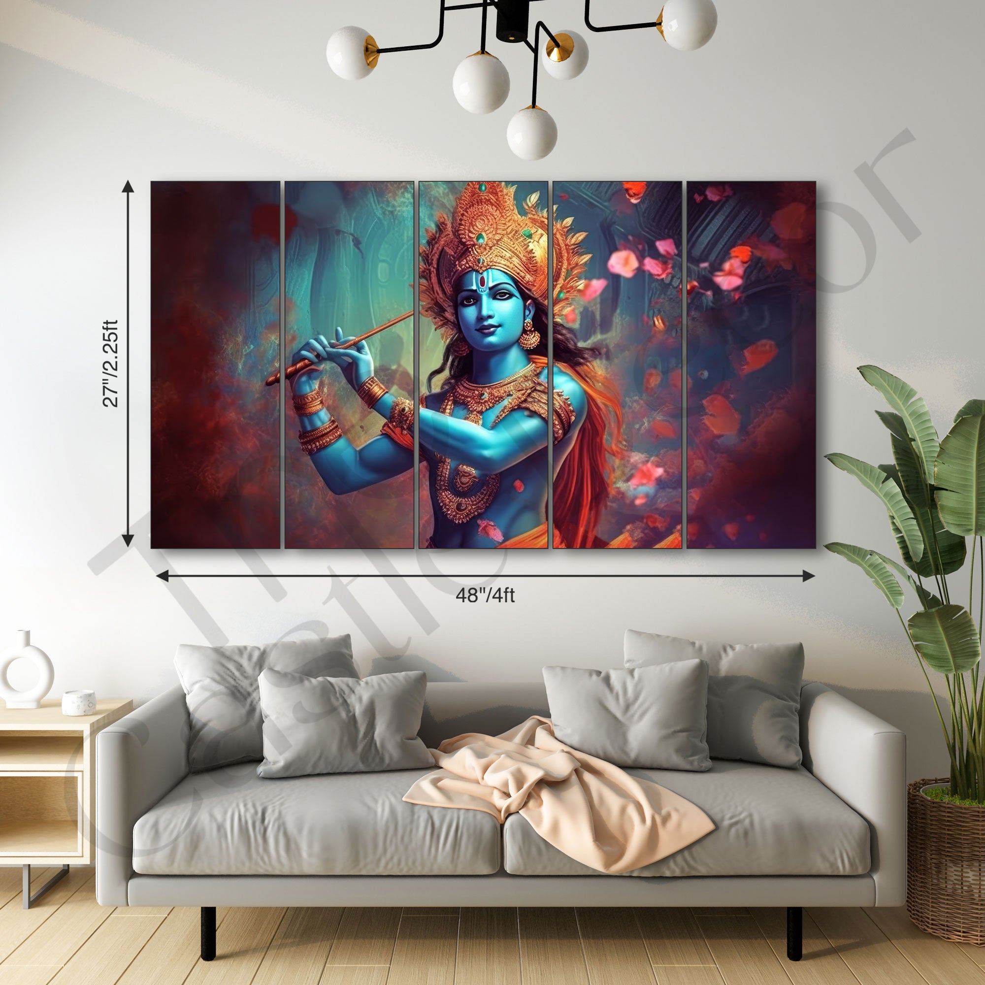 Krishna Ji Painting with frame Big Size Wall Art for living room,Bedroom,Drawing room,Hotels