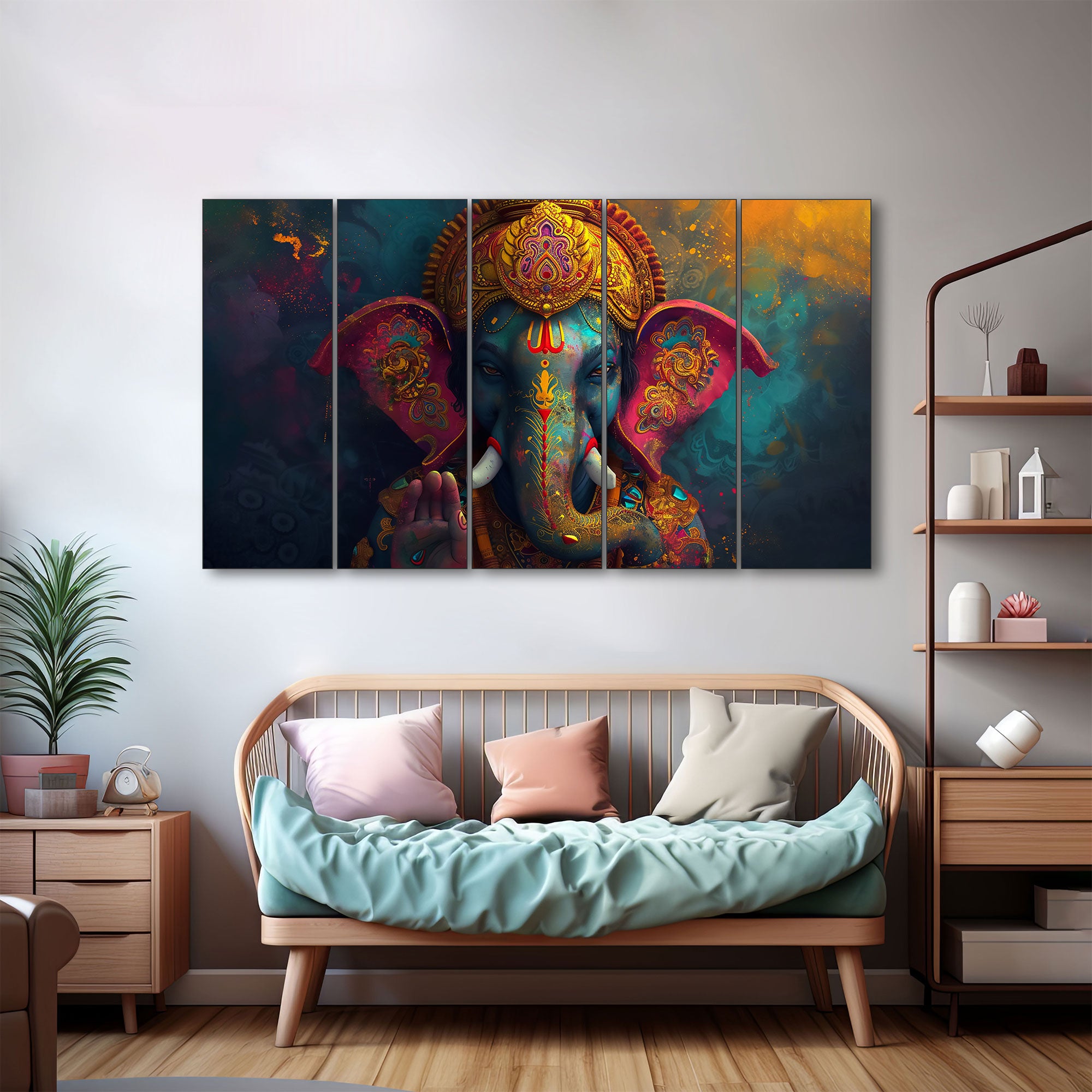 Lord Ganesha Painting with frame Big Size Wall Art for living room,Bedroom,Drawing room,Hotels