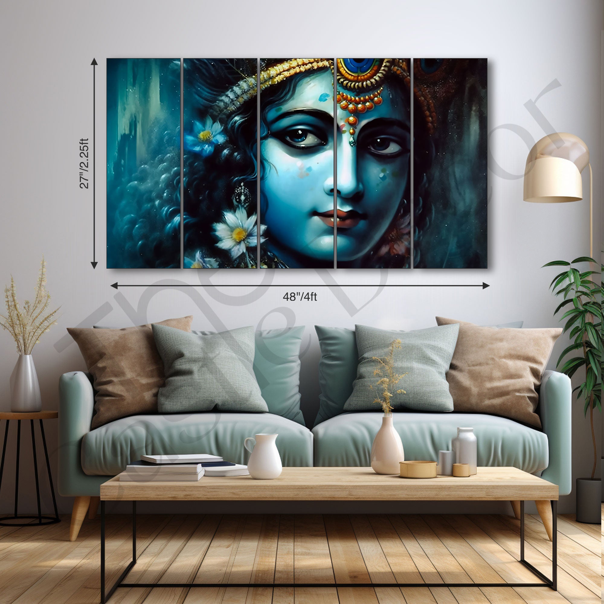 Krishna Ji Painting with frame Big Size Wall Art for living room,Bedroom,Drawing room,Hotels