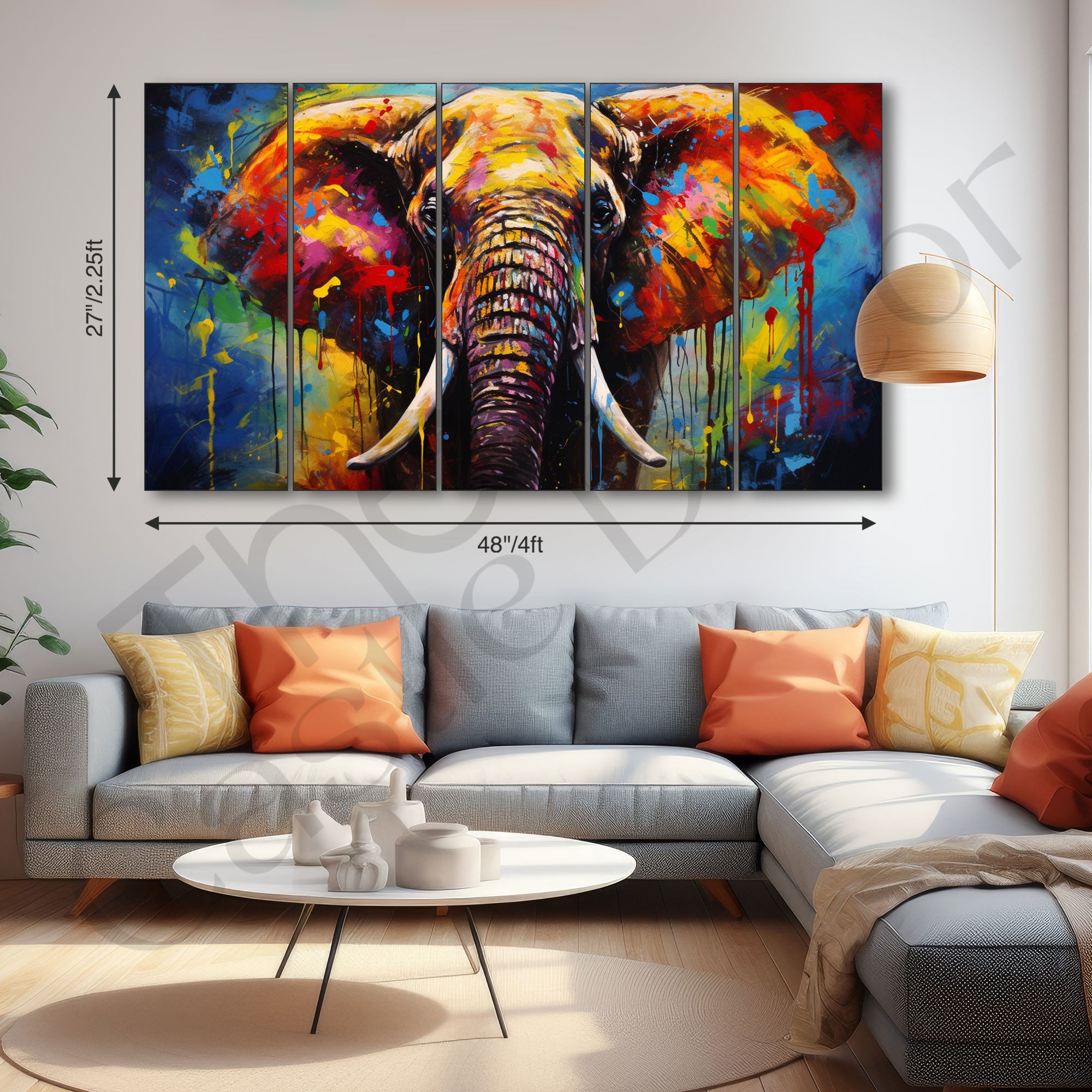 Elephant Painting with frame Big Size Wall Art for living room,Bedroom,Drawing room,Hotels