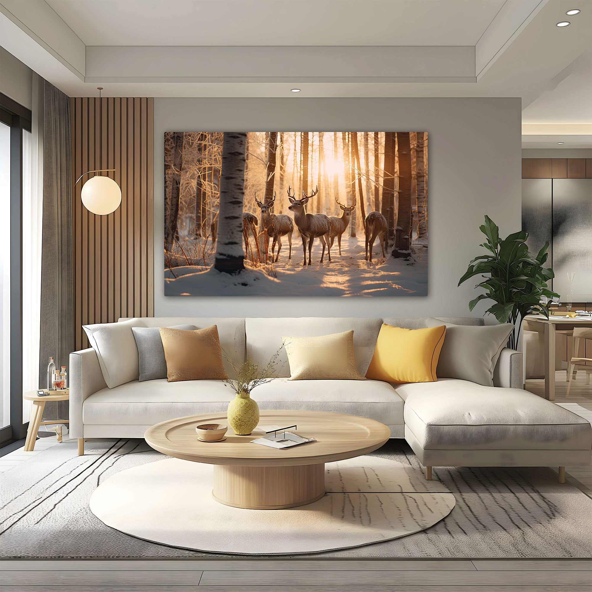 Canvas painting forest deer with frame Big Size Wall Art for living room,Bedroom,Drawing room,Hotels