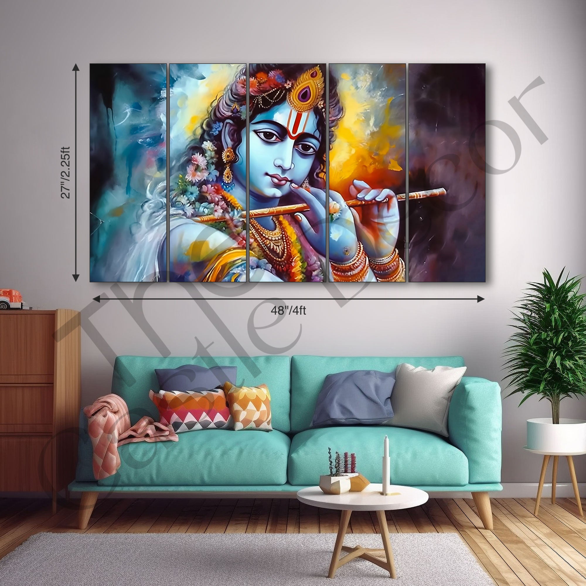 Krishna Ji Painting with frame Big Size Wall Art for living room,Bedroom,Drawing room,Hotels