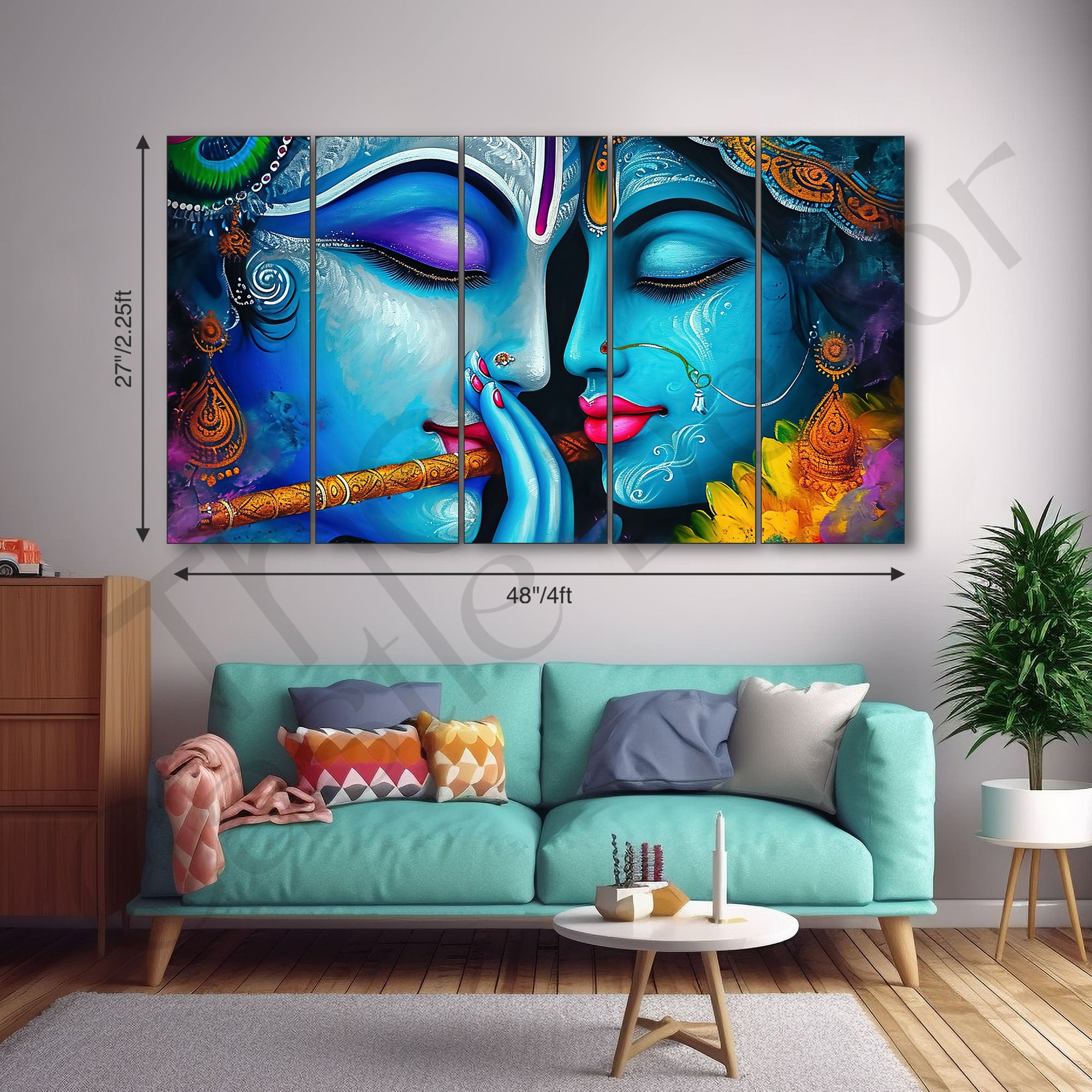 Radha Krishna Painting with frame Big Size Wall Art for living room,Bedroom,Drawing room,Hotels