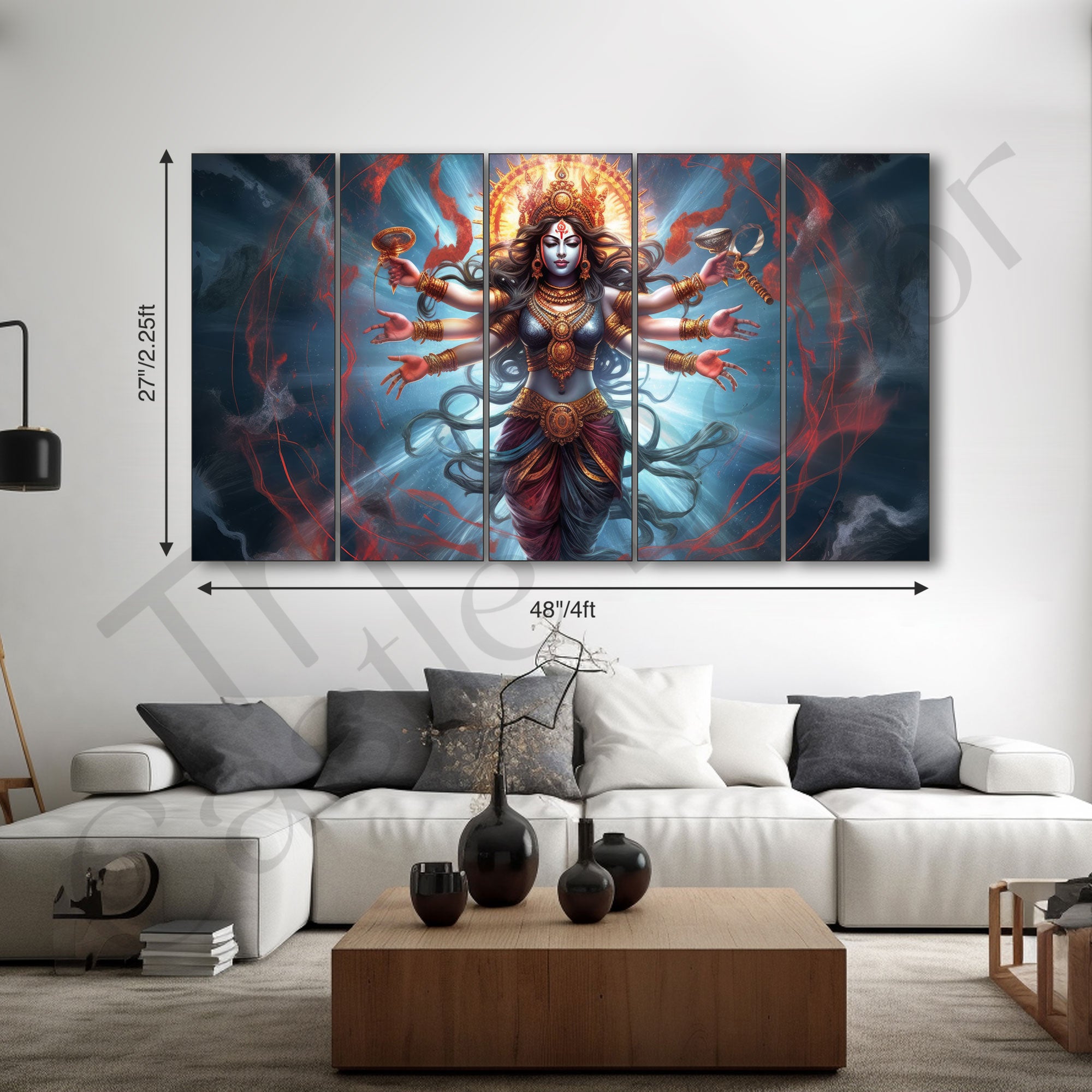 Goddess Maa Kaali Painting with frame Big Size Wall Art for living room,Bedroom,Drawing room,Hotels