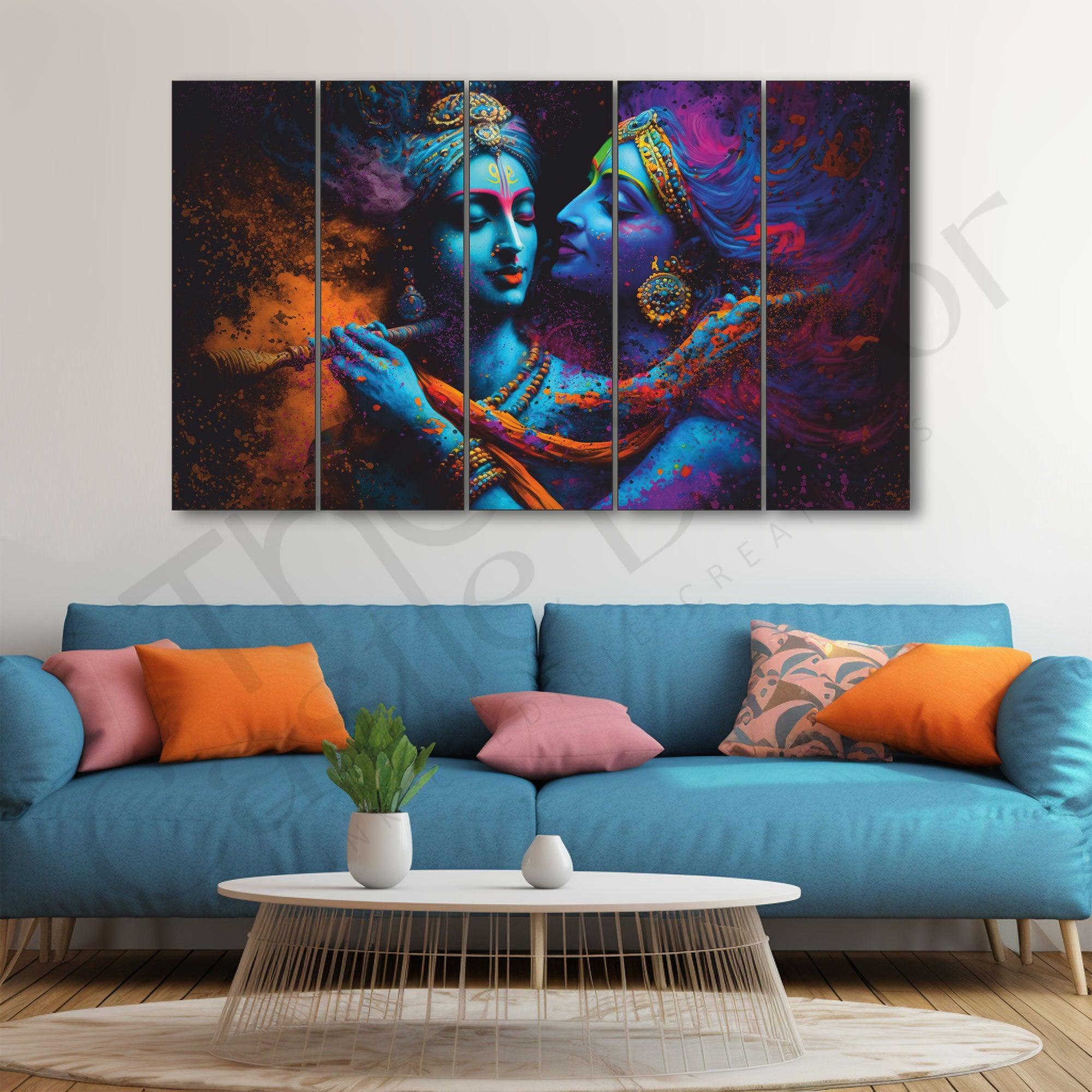 Radha Krishna Love Painting Set of 5 for Home Decoration