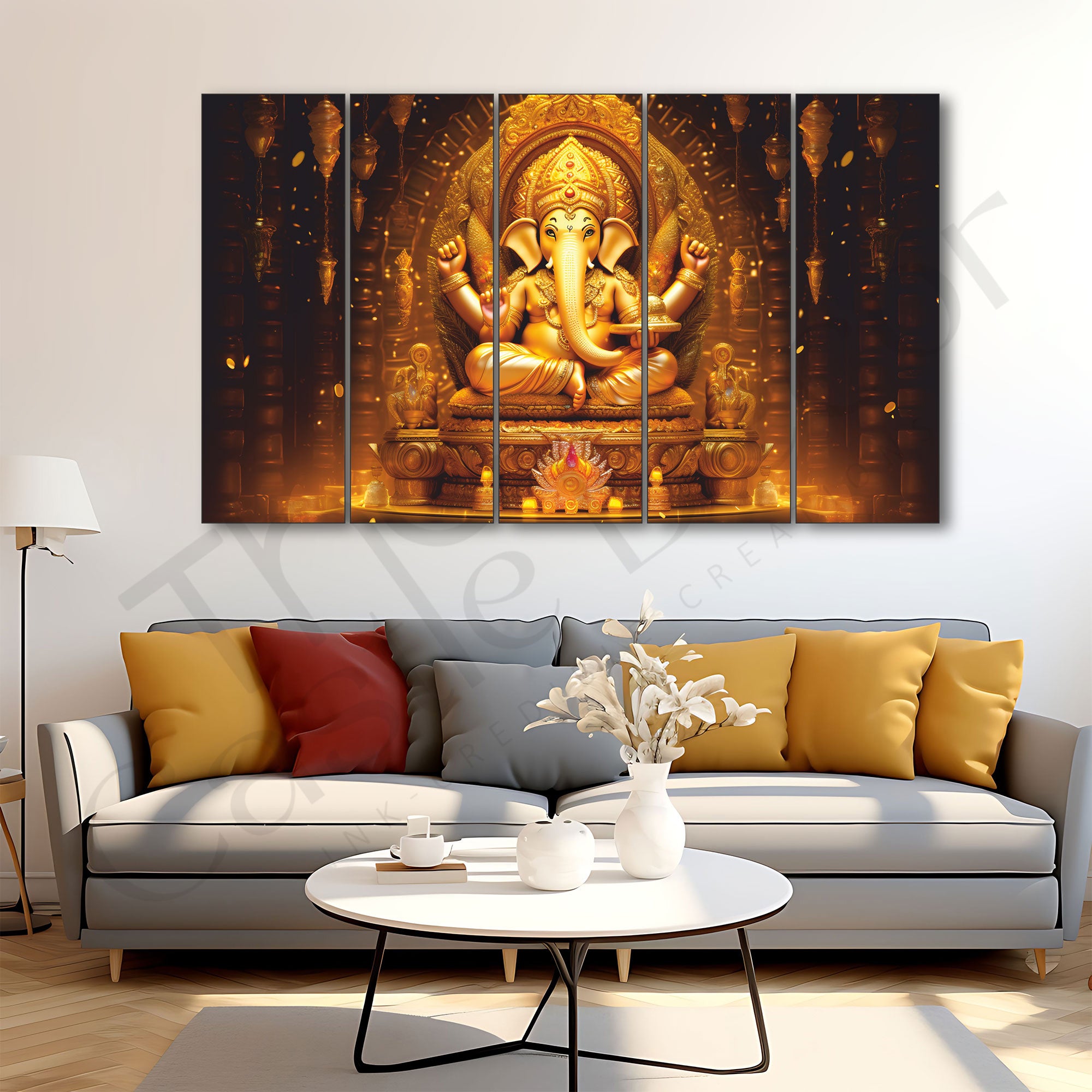Ganesha Painting Set of 5 for Home Decoration