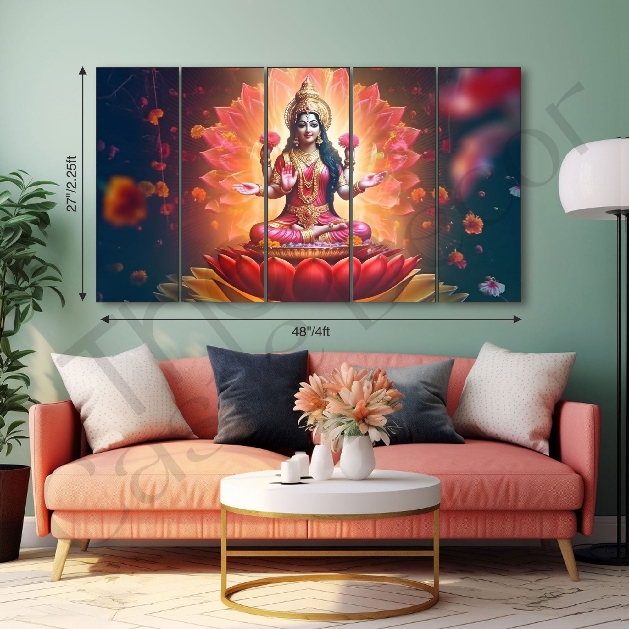 Goddess Laxmi ji Painting with frame Big Size Wall Art for living room,Bedroom,Drawing room,Hotels