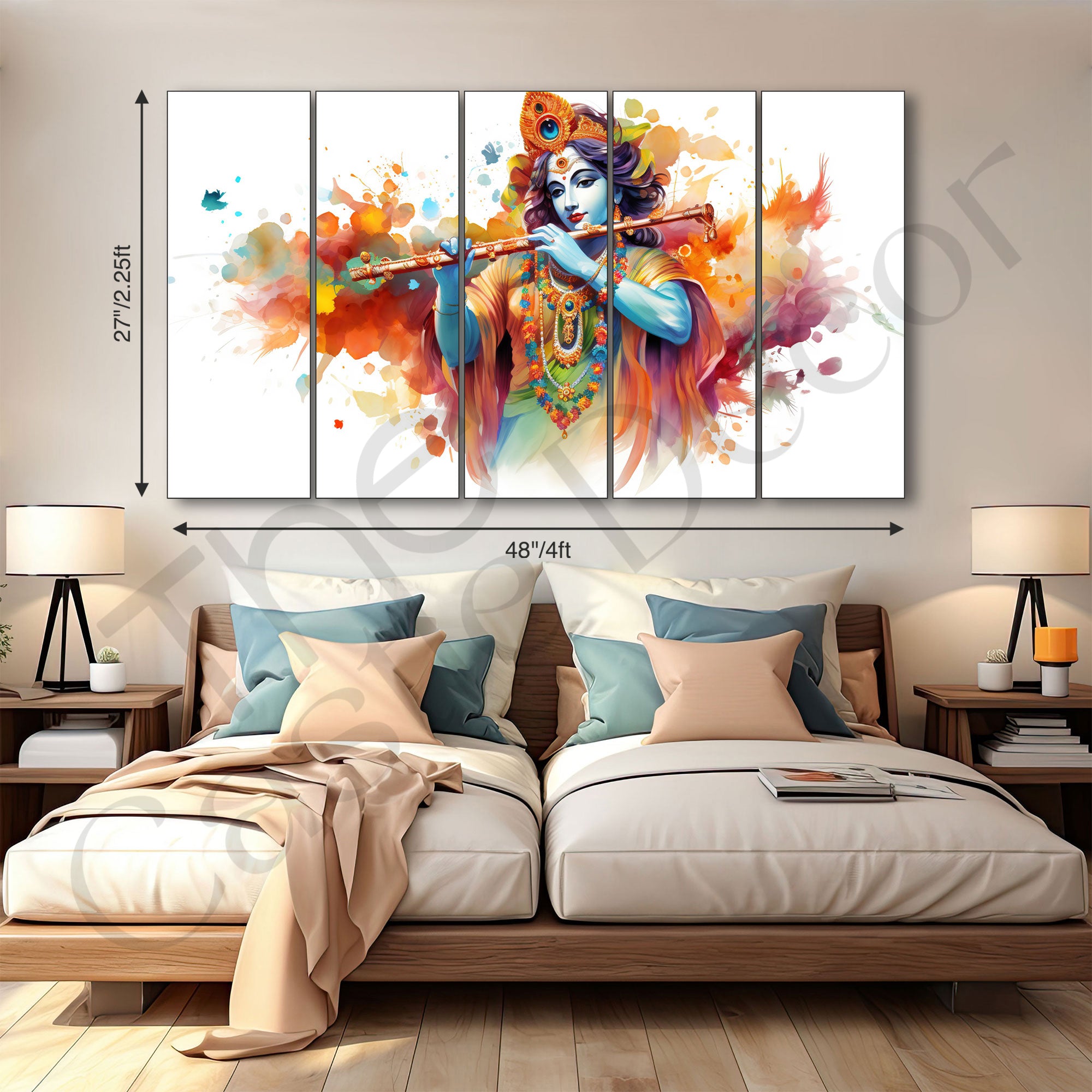 Krishna Ji Painting with frame Big Size Wall Art for living room,Bedroom,Drawing room,Hotels
