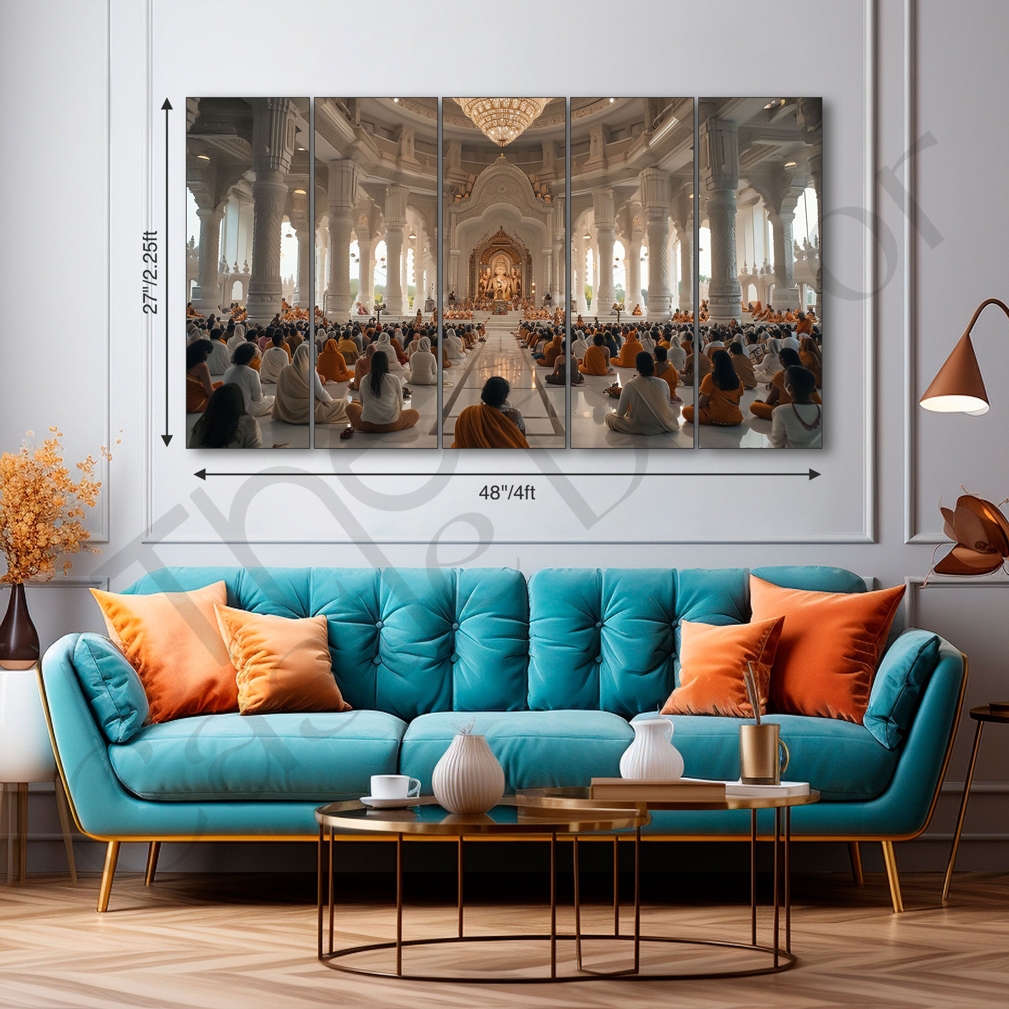 Ram Mandir Painting with frame Big Size Wall Art for living room,Bedroom,Drawing room,Hotels