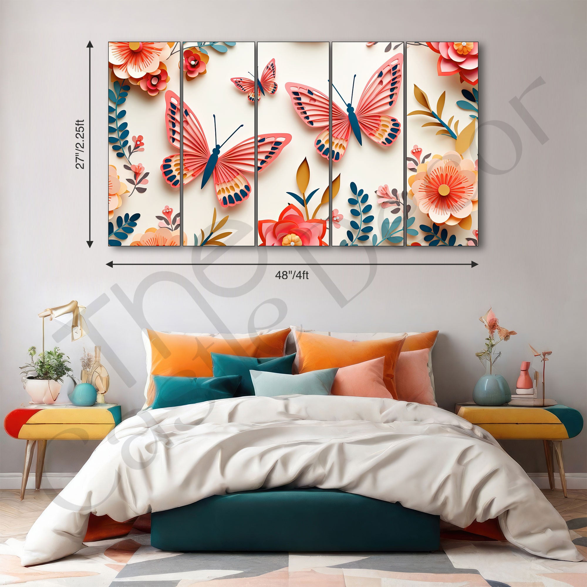 Butterflies Painting with frame Big Size Wall Art for living room,Bedroom,Drawing room,Hotels