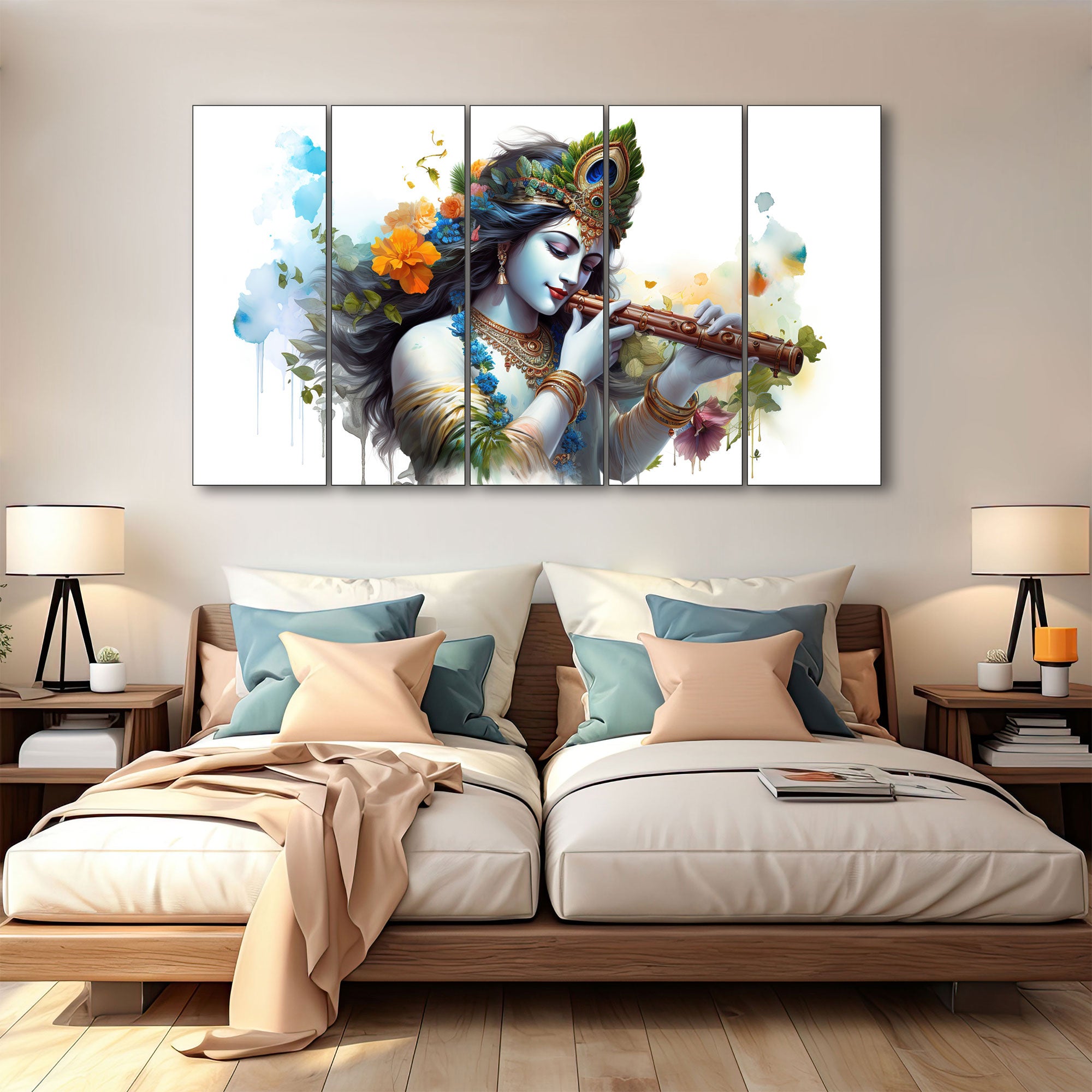 Krishna Ji Painting with frame Big Size Wall Art for living room,Bedroom,Drawing room,Hotels