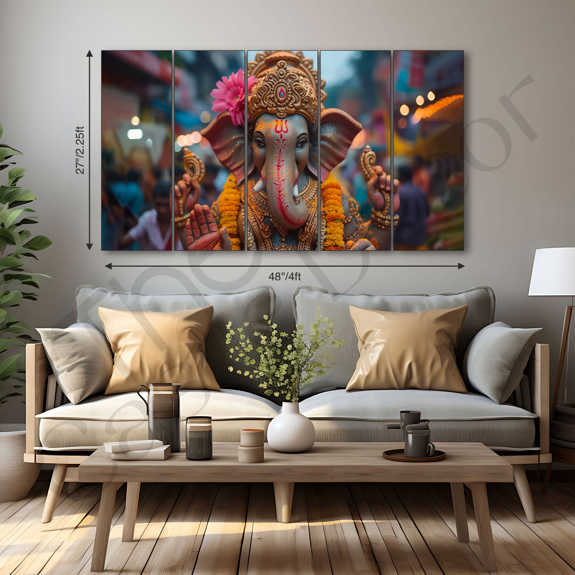 Lord Ganesha Painting with frame Big Size Wall Art for living room,Bedroom,Drawing room,Hotels