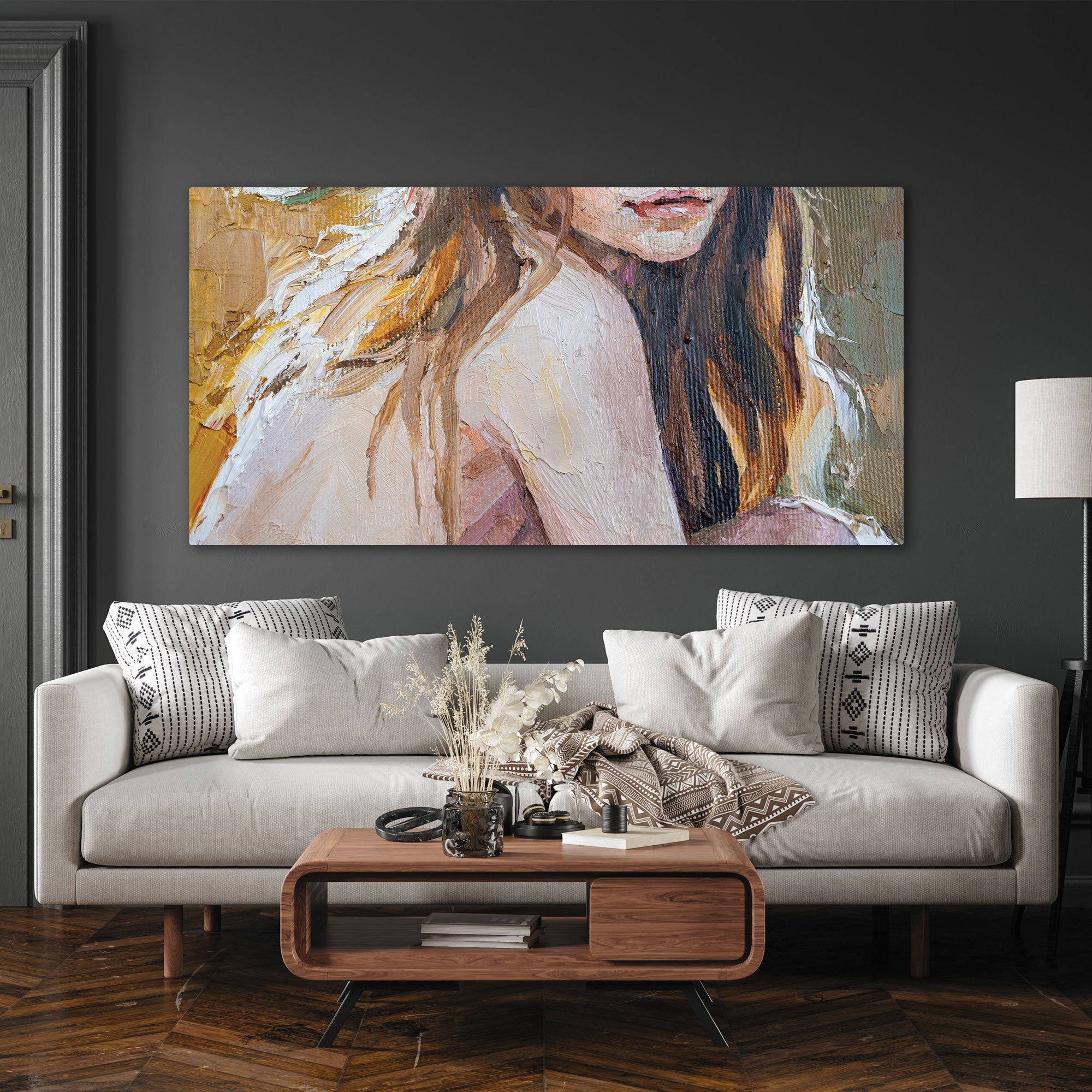 WomenAbstract Canvas painting with frame Big Size Wall Art for living room,Bedroom,Drawing room,Hotels