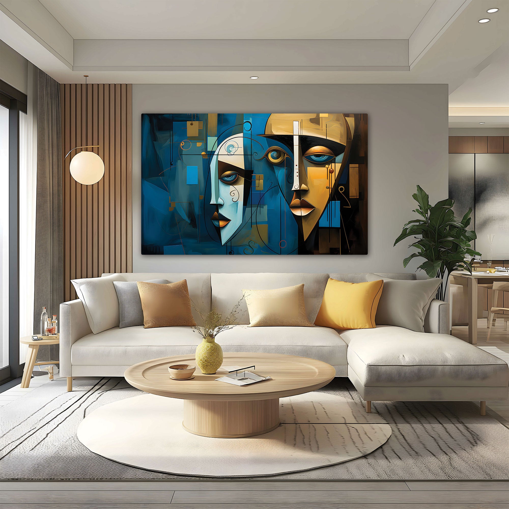 Modern Face Abstract Canvas painting with frame Big Size Wall Art for living room,Bedroom,Drawing room,Hotels