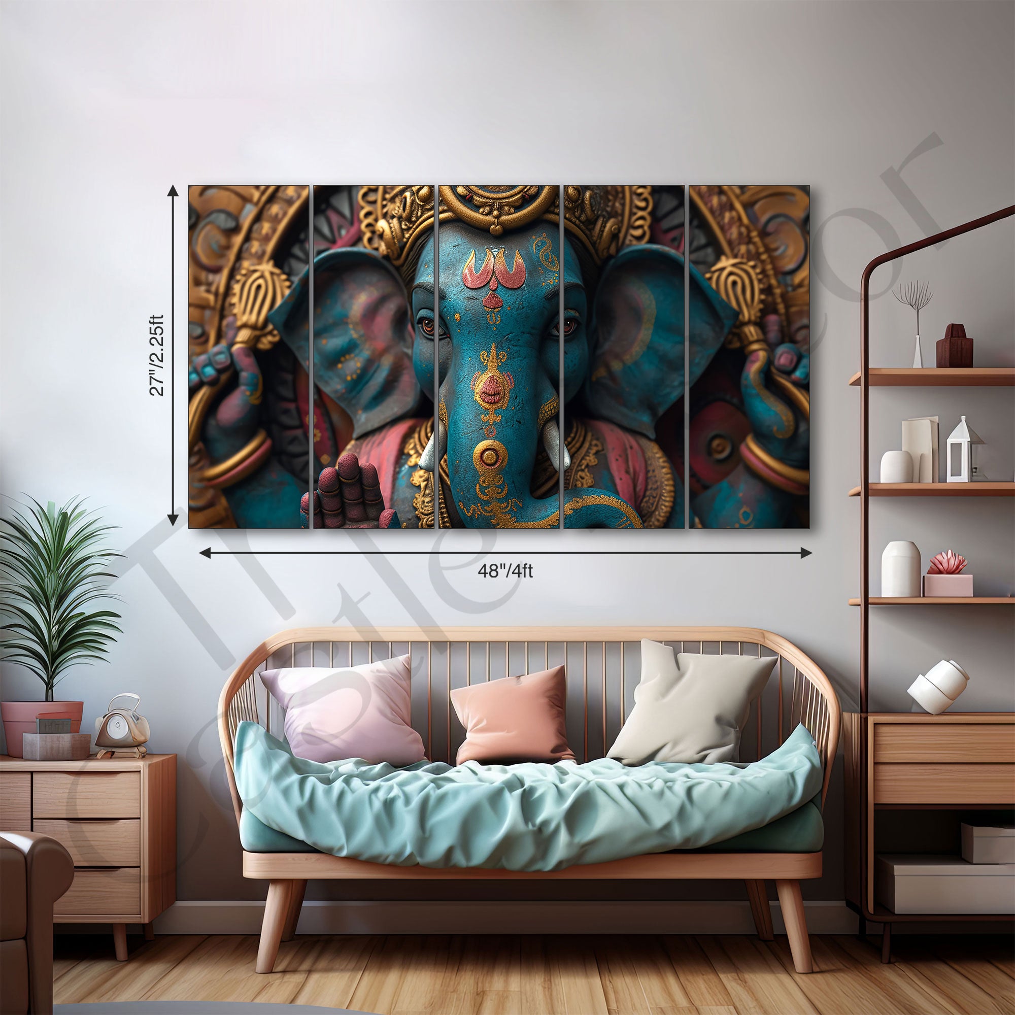 Lord Ganesha Painting with frame Big Size Wall Art for living room,Bedroom,Drawing room,Hotels