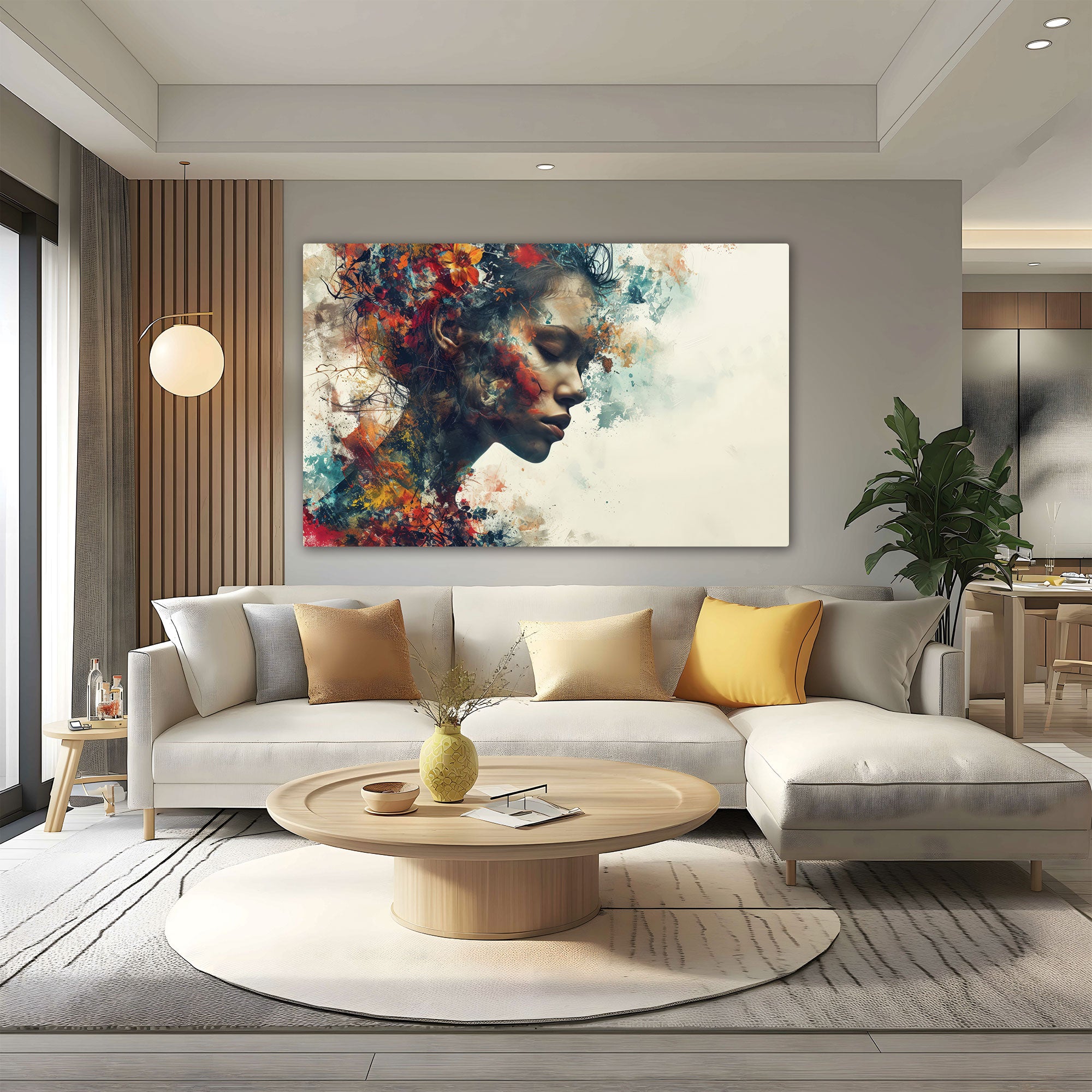 Women Face Abstract Canvas painting with frame Big Size Wall Art for living room,Bedroom,Drawing room,Hotels