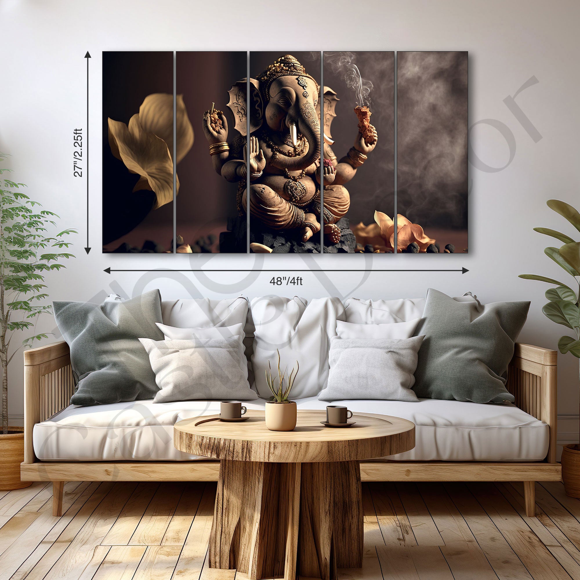 Lord Ganesha Painting with frame Big Size Wall Art for living room,Bedroom,Drawing room,Hotels