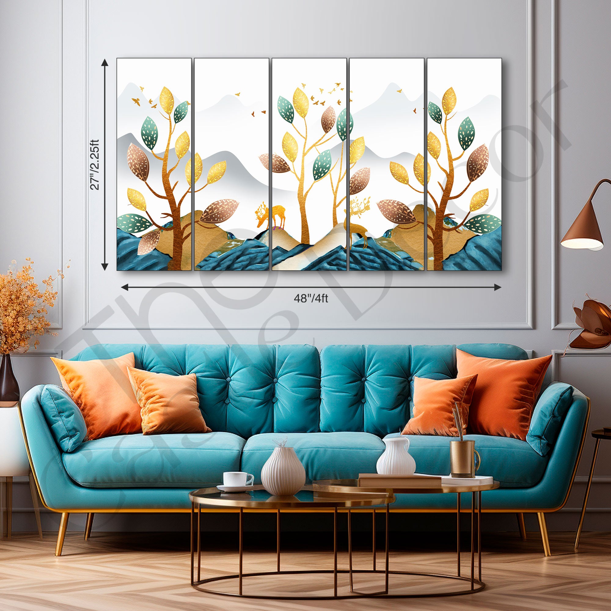 Golden Deer Painting with frame Big Size Wall Art for living room,Bedroom,Drawing room,Hotels