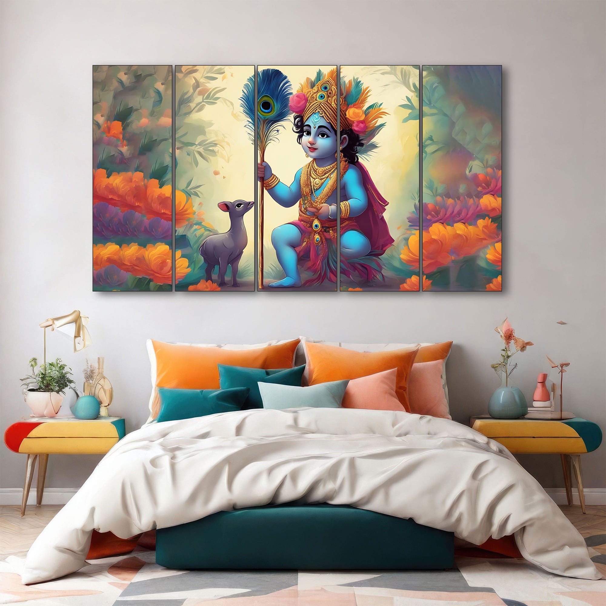 Bal Gopal Painting with frame Big Size Wall Art for living room,Bedroom,Drawing room,Hotels