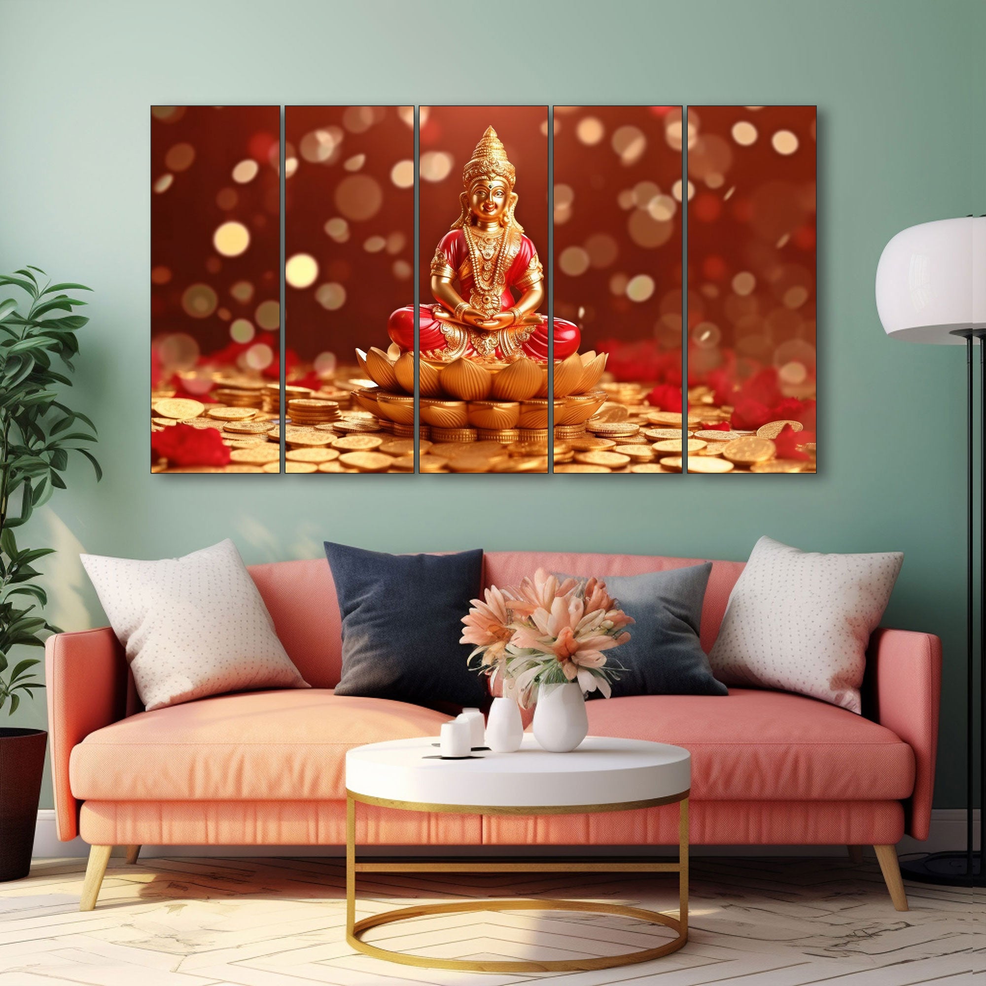 Goddess Laxmi ji Painting with frame Big Size Wall Art for living room,Bedroom,Drawing room,Hotels
