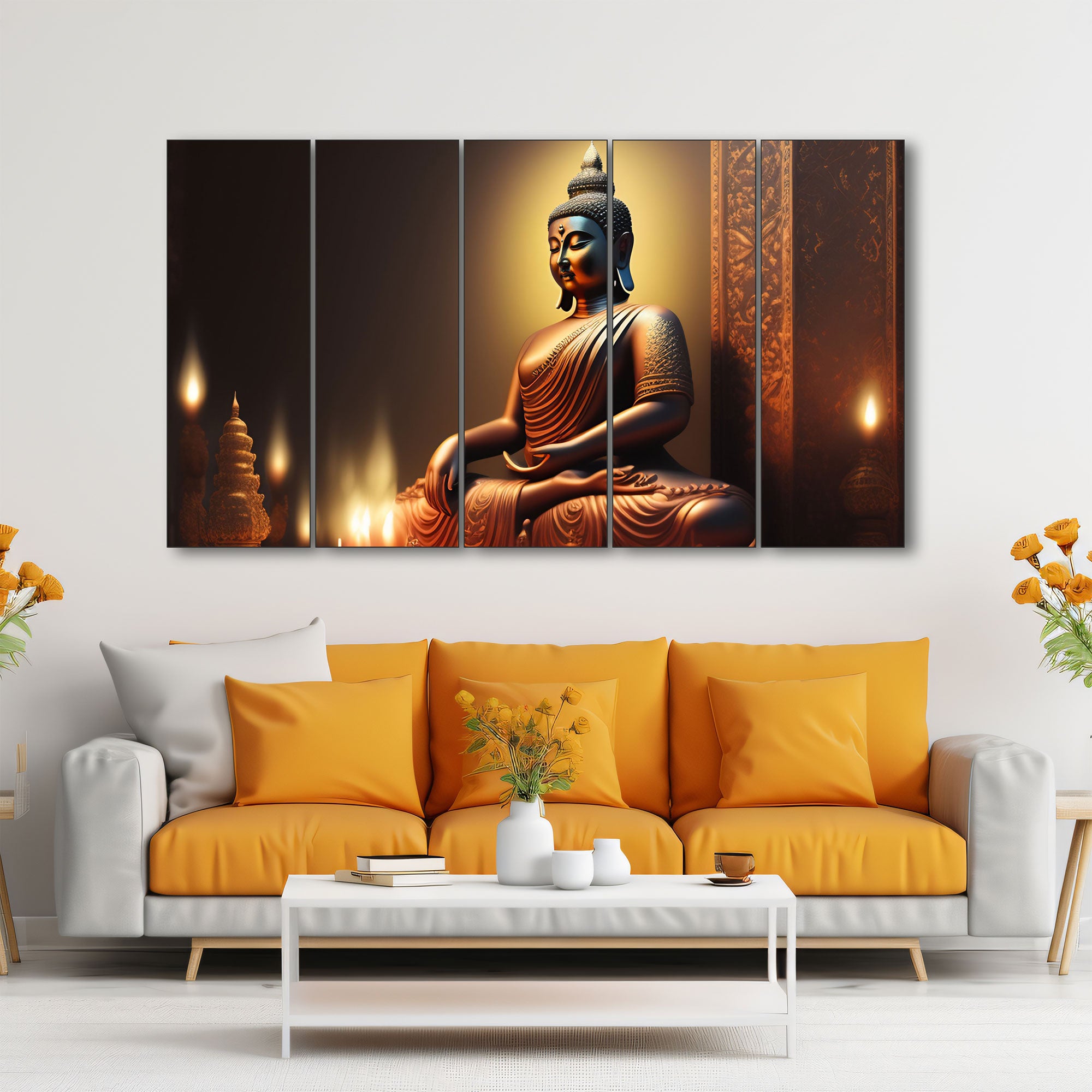 Lord Budha Painting with frame Big Size Wall Art for living room,Bedroom,Drawing room,Hotels 27x48