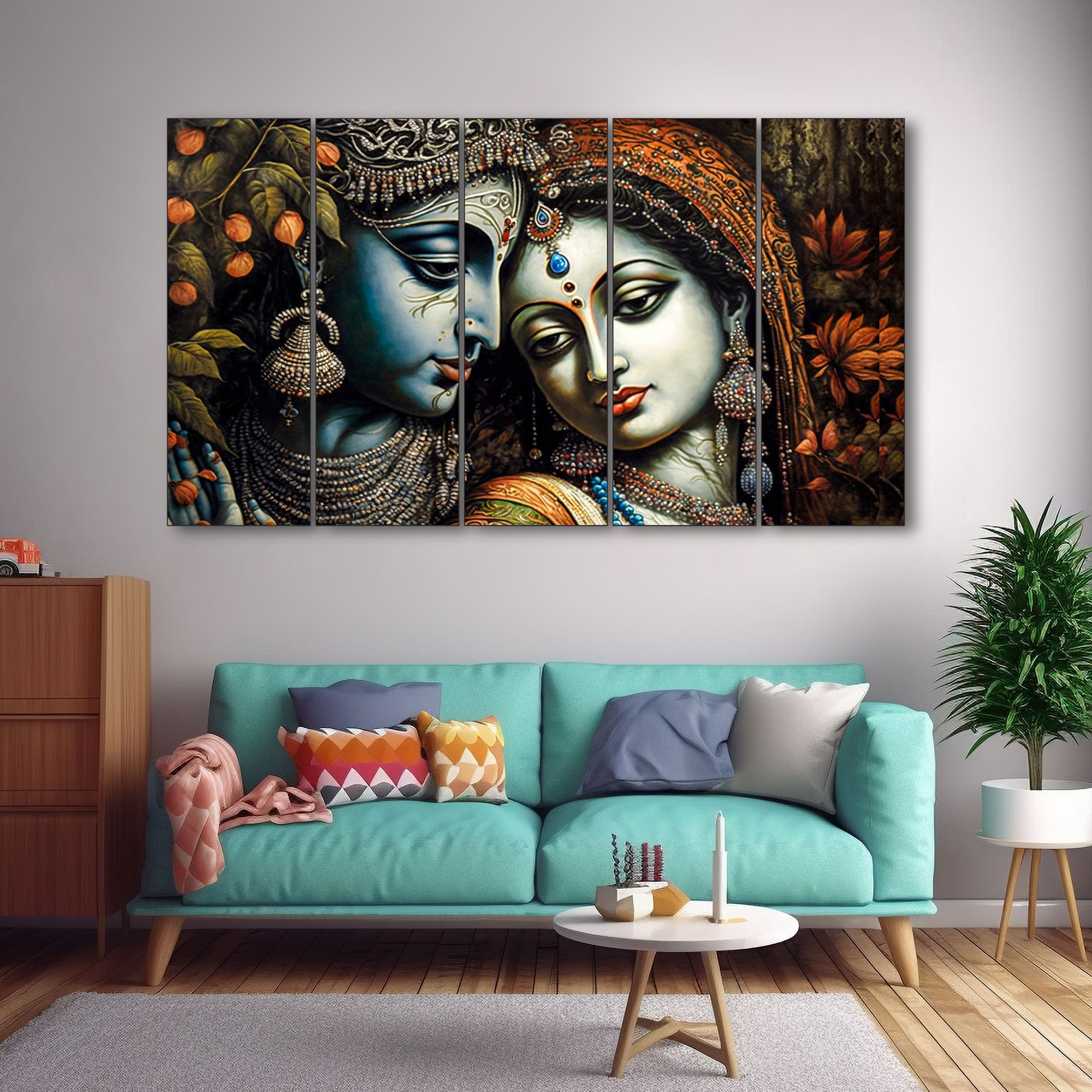 Radha Krishna Painting with frame Big Size Wall Art for living room,Bedroom,Drawing room,Hotels