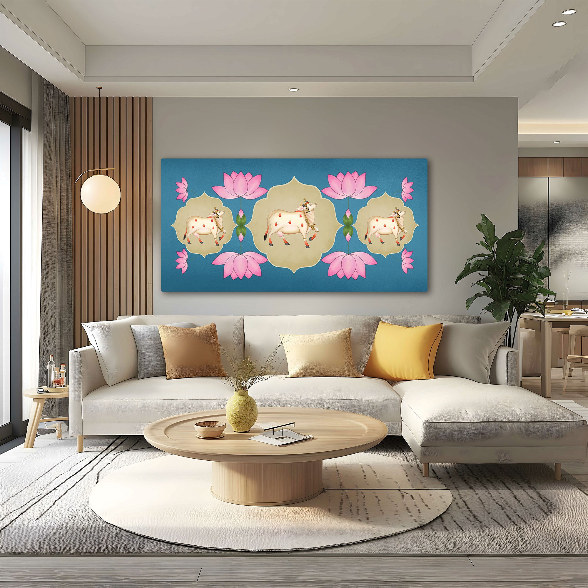Cow Canvas painting with frame Big Size Wall Art for living room,Bedroom,Drawing room,Hotels