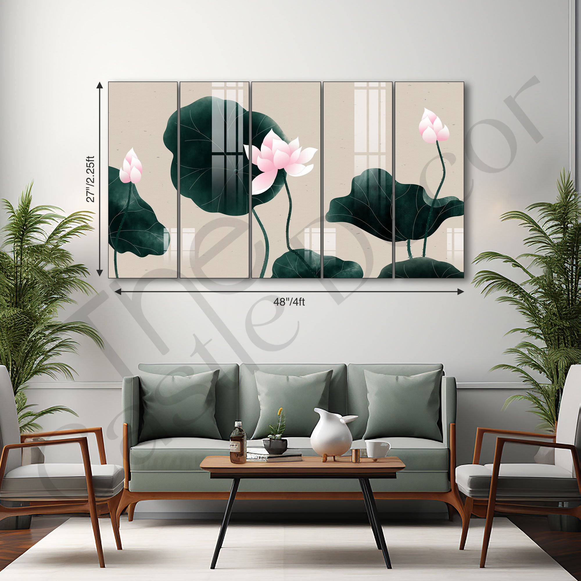 Lotus Painting with frame Big Size Wall Art for living room,Bedroom,Drawing room,Hotels