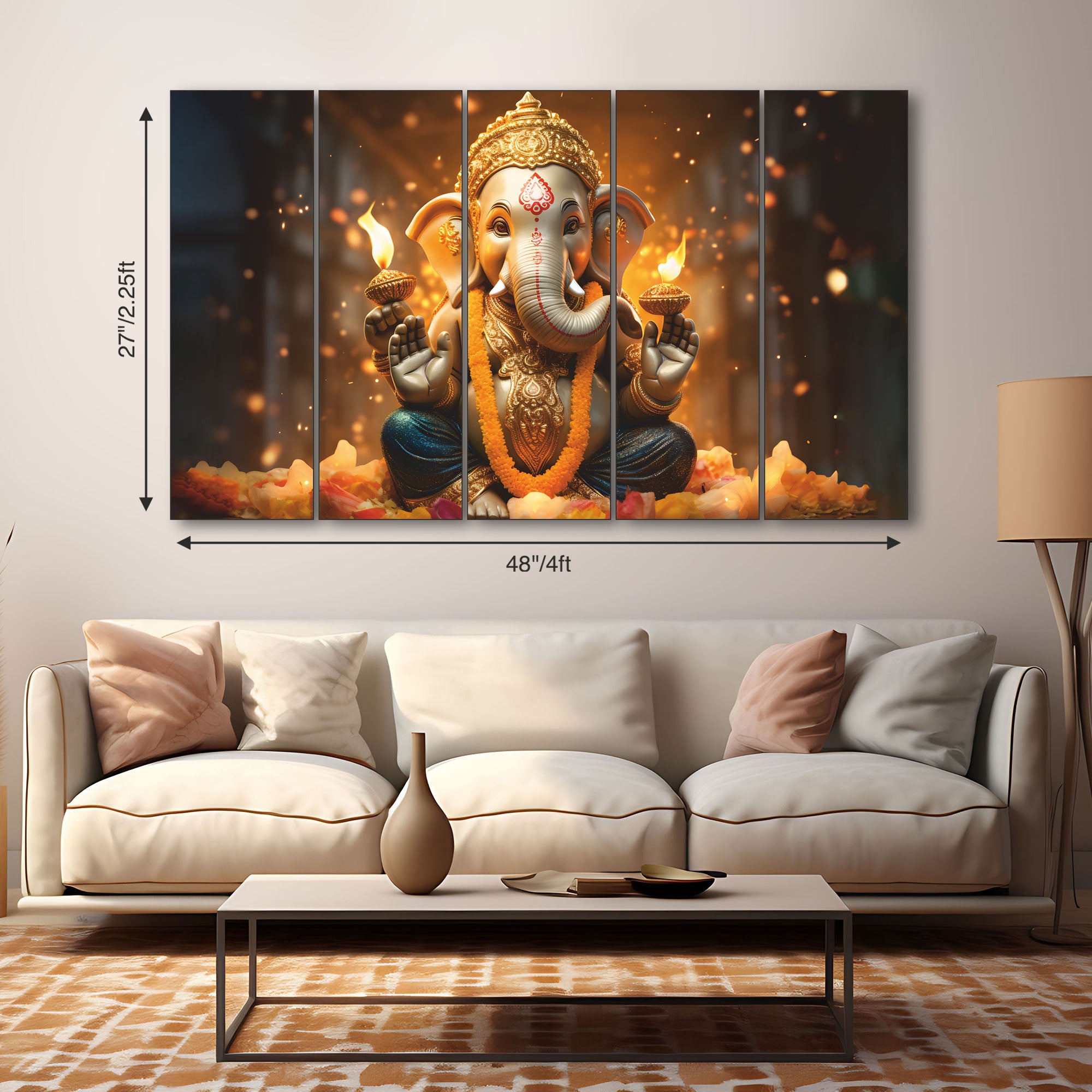 Ganesha Painting with frame Big Size Wall Art for living room,Bedroom,Drawing room,Hotels