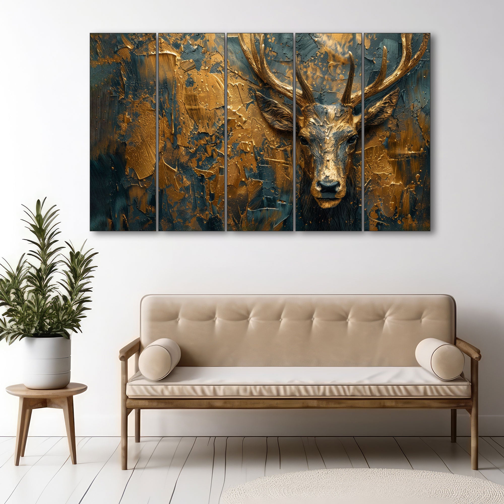 Deer Painting with frame Big Size Wall Art for living room,Bedroom,Drawing room,Hotels