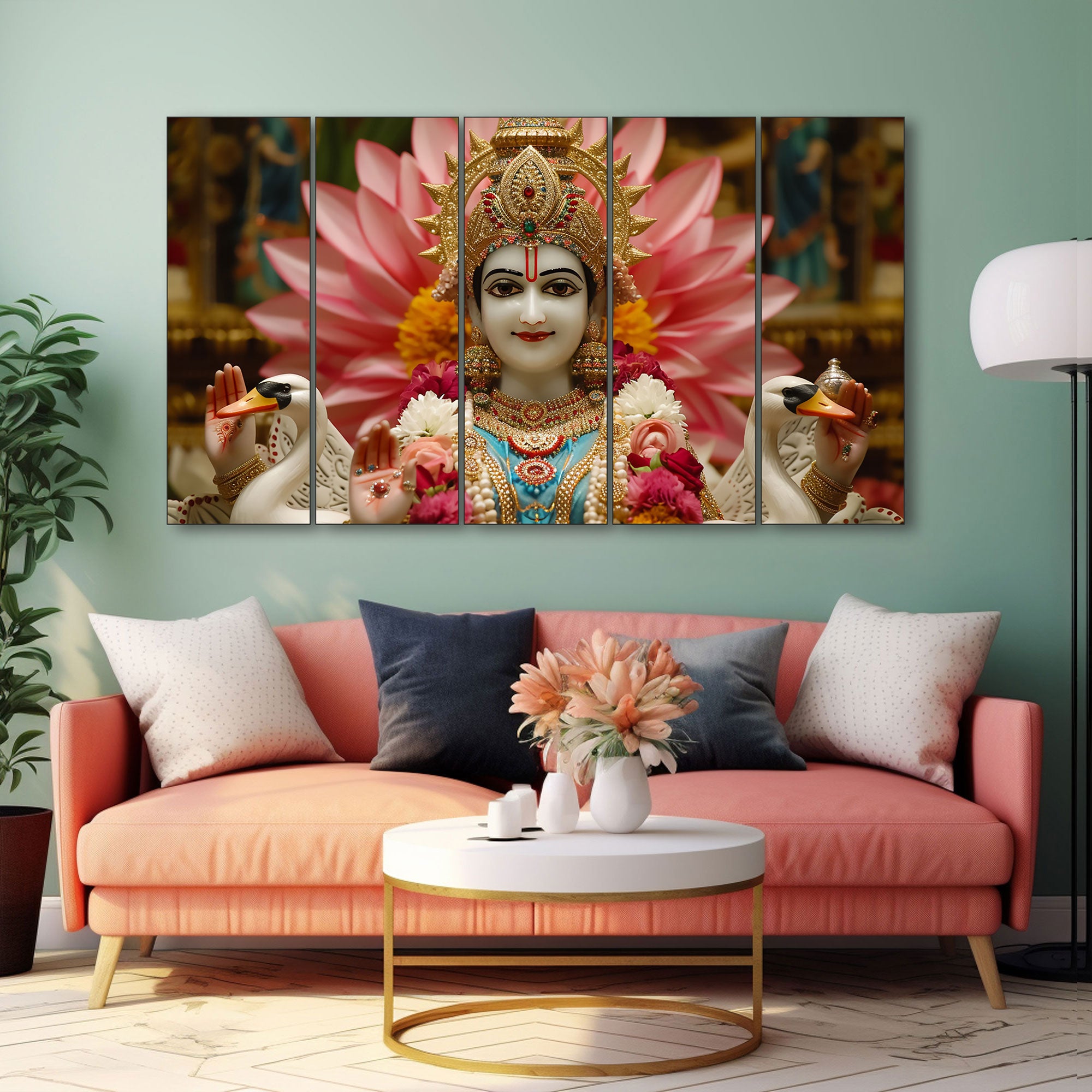 Goddess Laxmi ji Painting with frame Big Size Wall Art for living room,Bedroom,Drawing room,Hotels