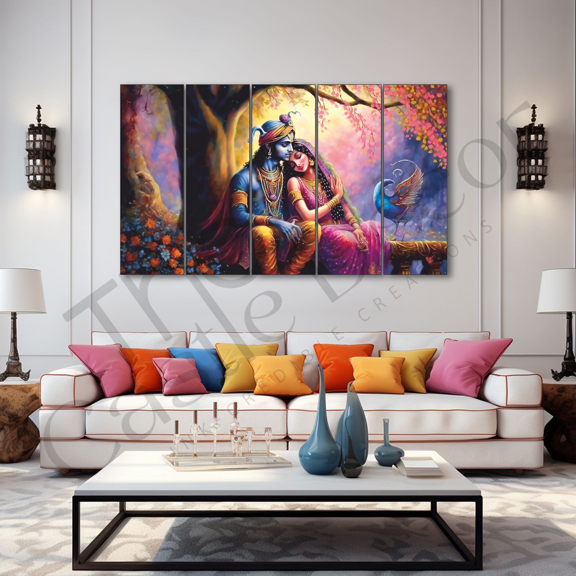 Radha Krishna Painting Set of 5 for Home Decoration