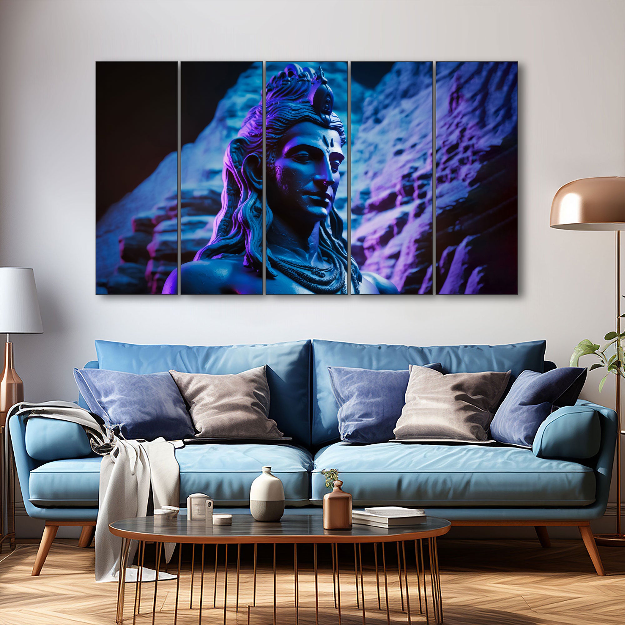 Lord Shiva Painting with frame Big Size Wall Art for living room,Bedroom,Drawing room,Hotels 36x60"