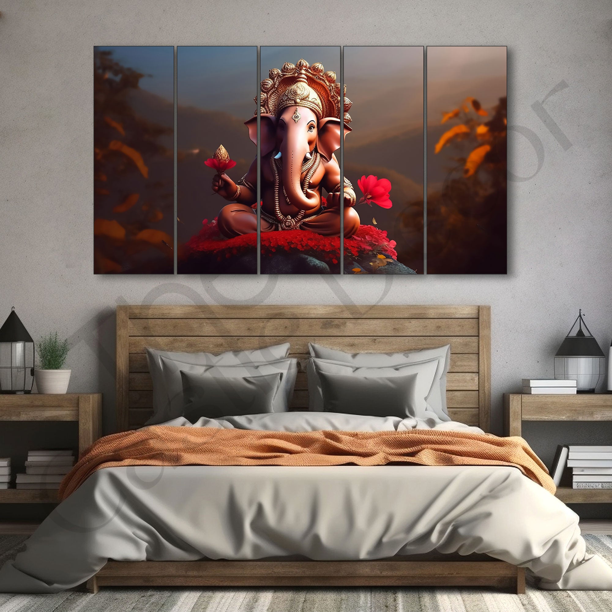 Lord Ganesha Painting with frame Big Size Wall Art for living room,Bedroom,Drawing room,Hotels