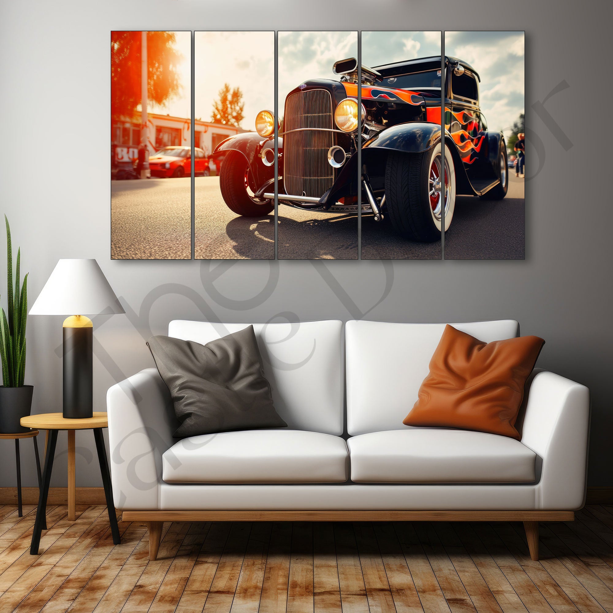 Vintage Car Painting with frame Big Size Wall Art for living room,Bedroom,Drawing room,Hotels