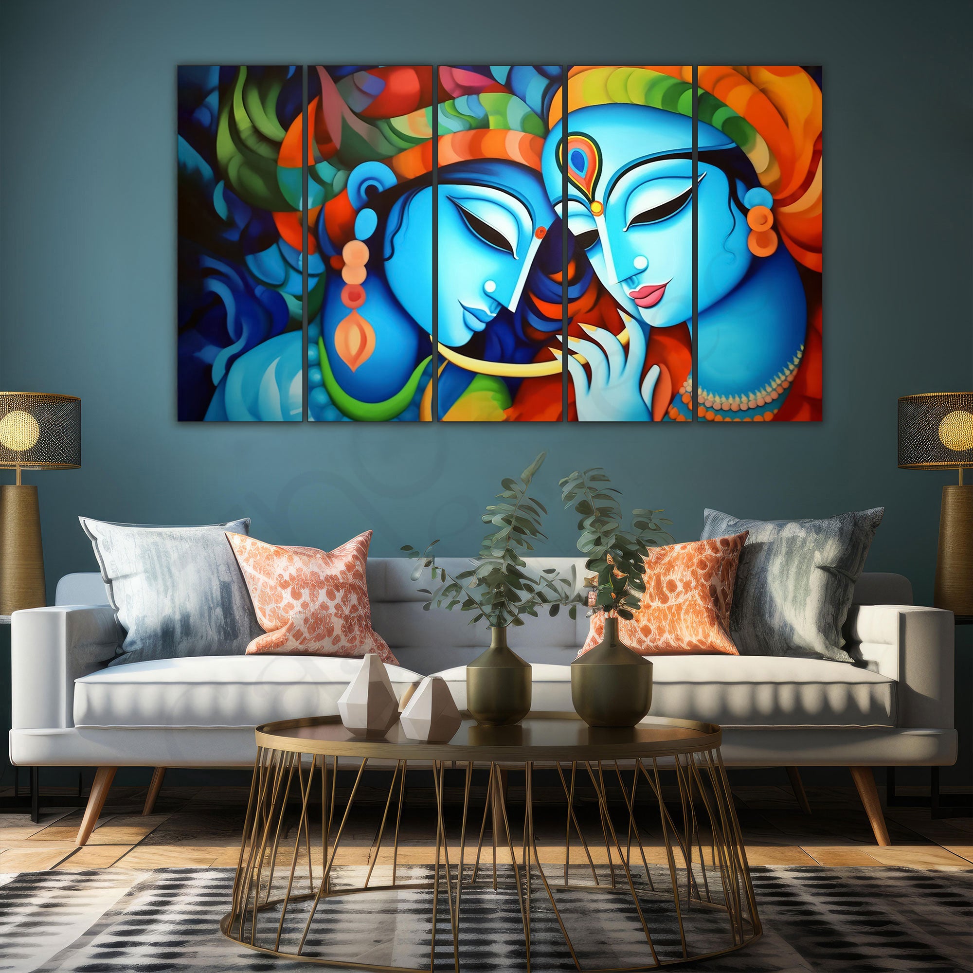 Radha Krishna Painting with frame Big Size Wall Art for living room,Bedroom,Drawing room,Hotels 27x48"