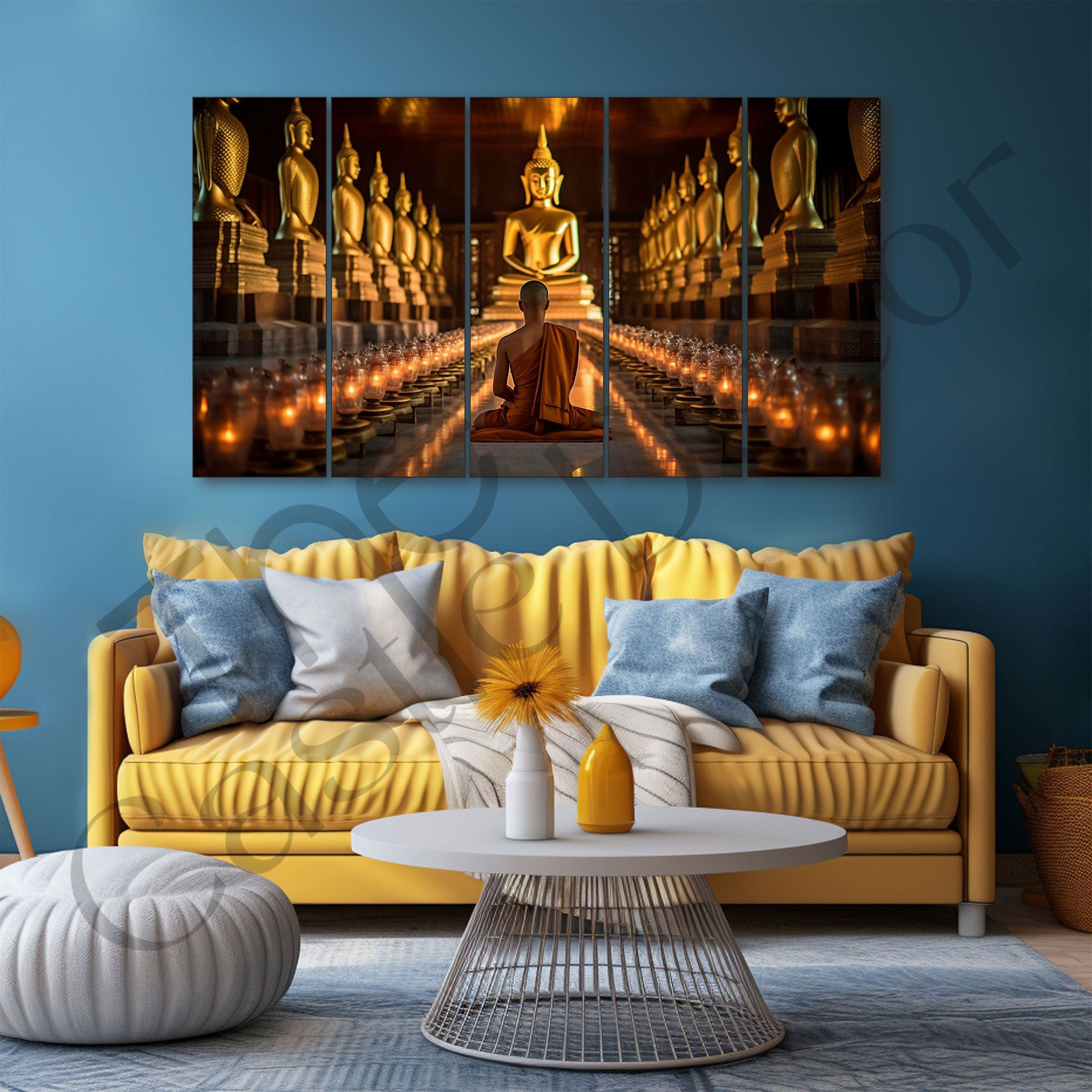 Lord Budha Painting with frame Big Size Wall Art for living room,Bedroom,Drawing room,Hotels