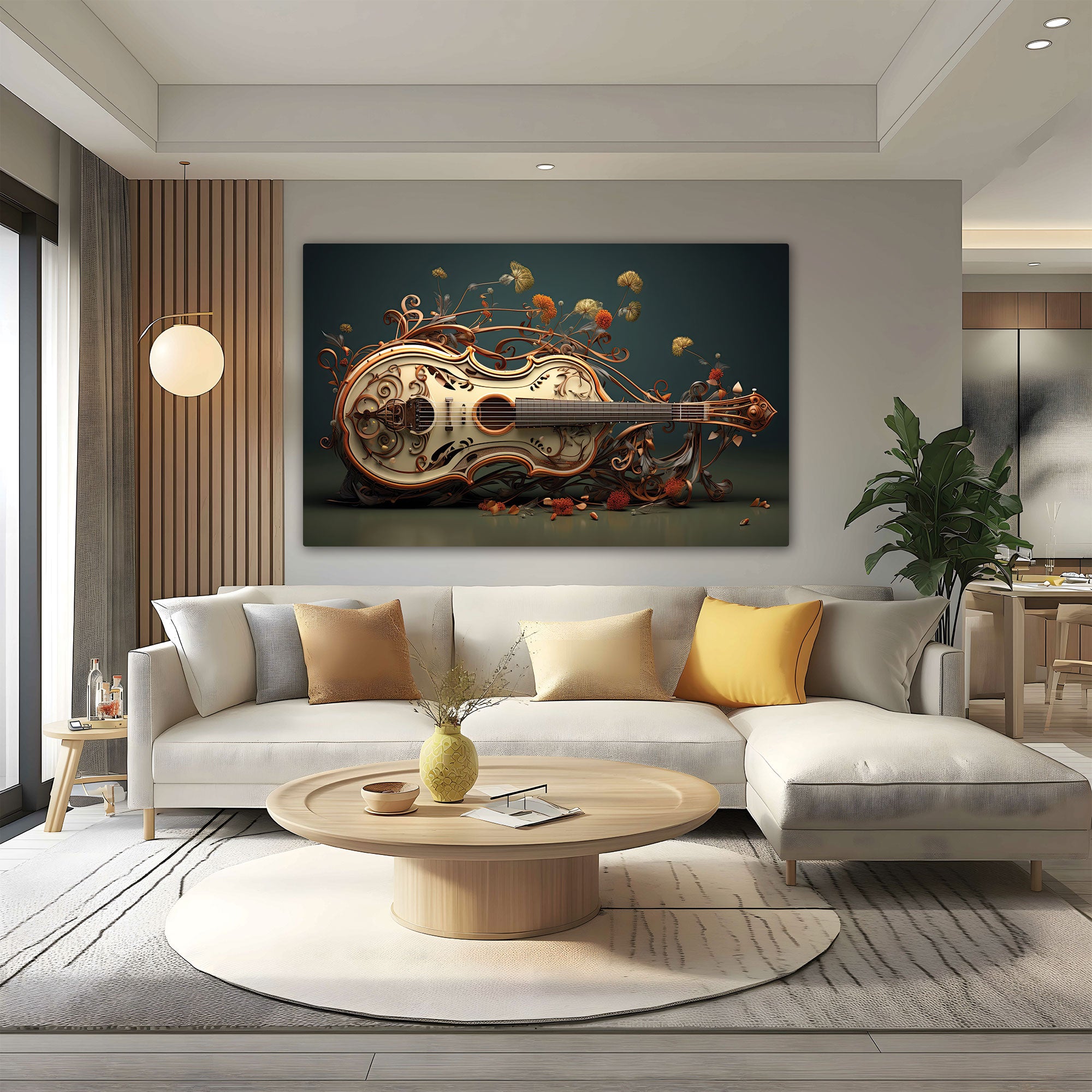 Guitar Canvas painting with frame Big Size Wall Art for living room,Bedroom,Drawing room,Hotels