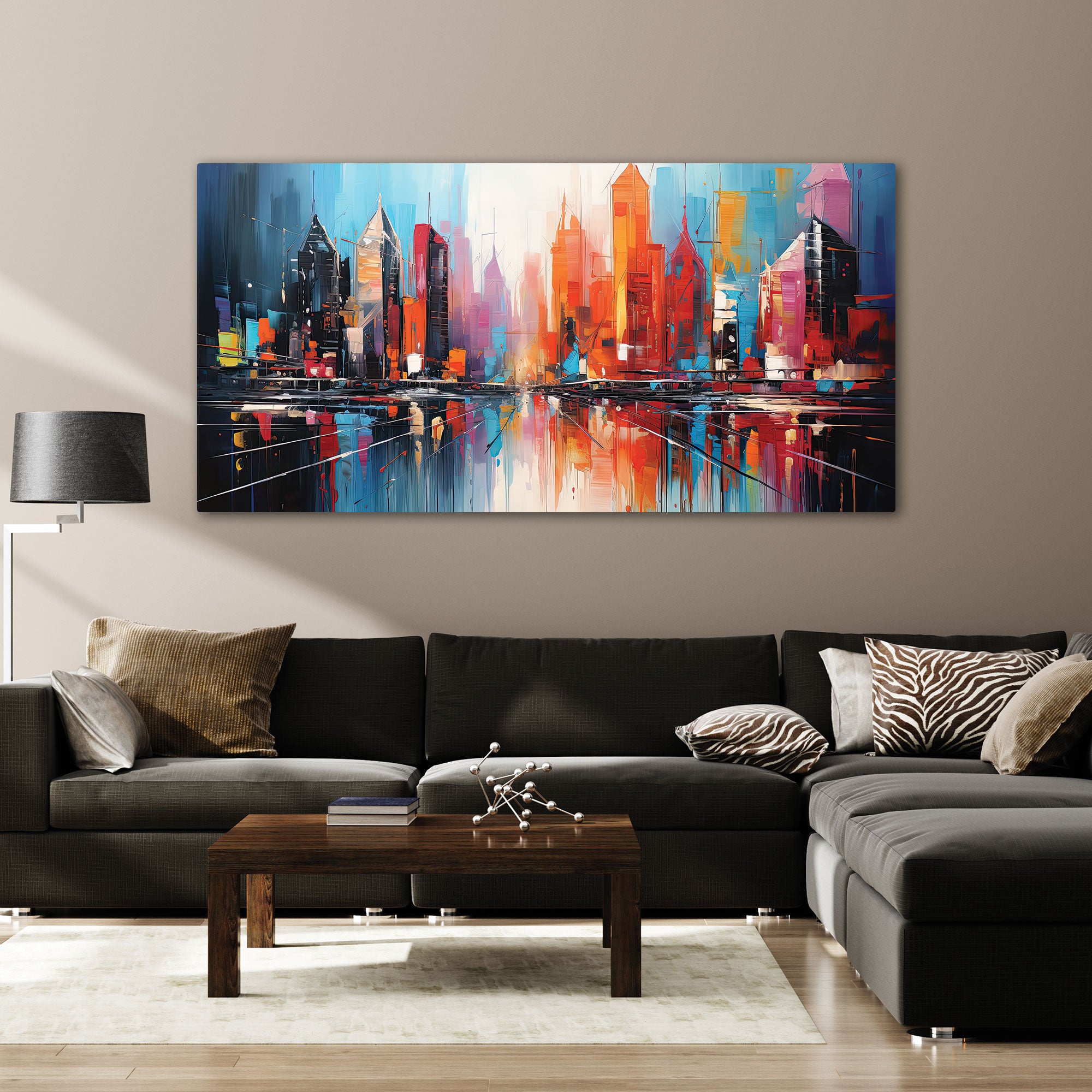 Multi coloursAbstract Canvas painting with frame Big Size Wall Art for living room,Bedroom,Drawing room,Hotels